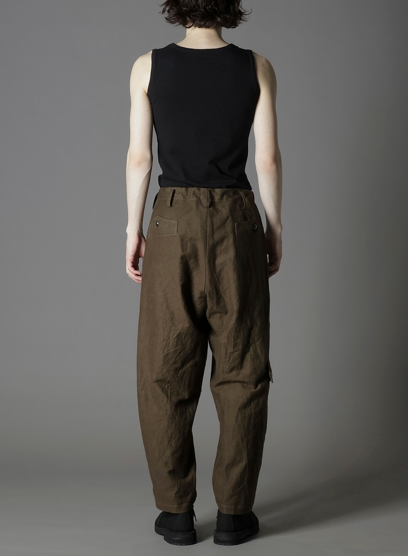 COTTON FLAX MOLESKIN POCKET SLIM PANTS