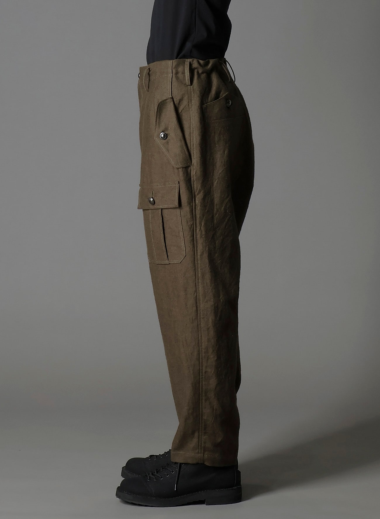 COTTON FLAX MOLESKIN POCKET SLIM PANTS
