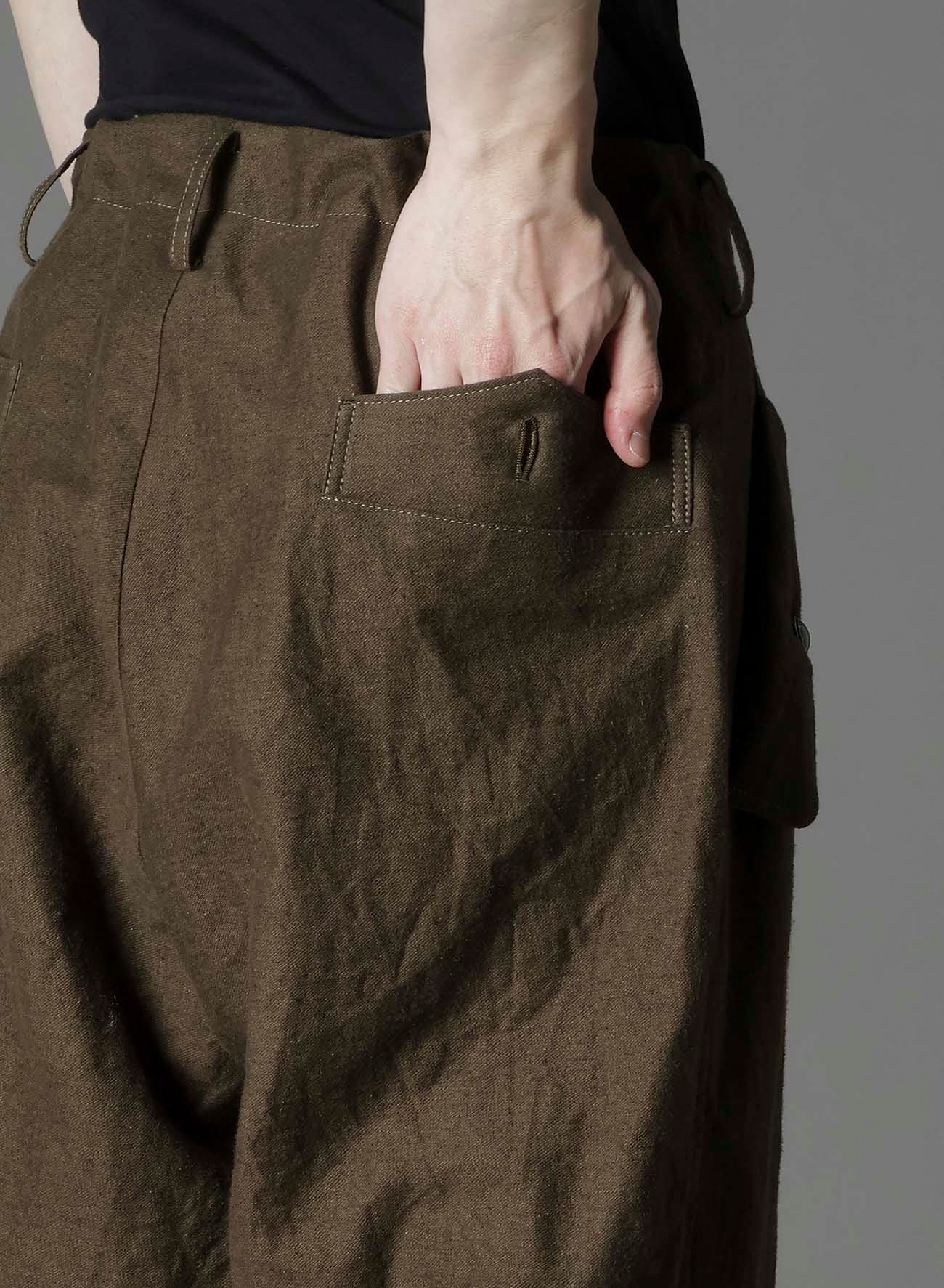 COTTON FLAX MOLESKIN POCKET SLIM PANTS