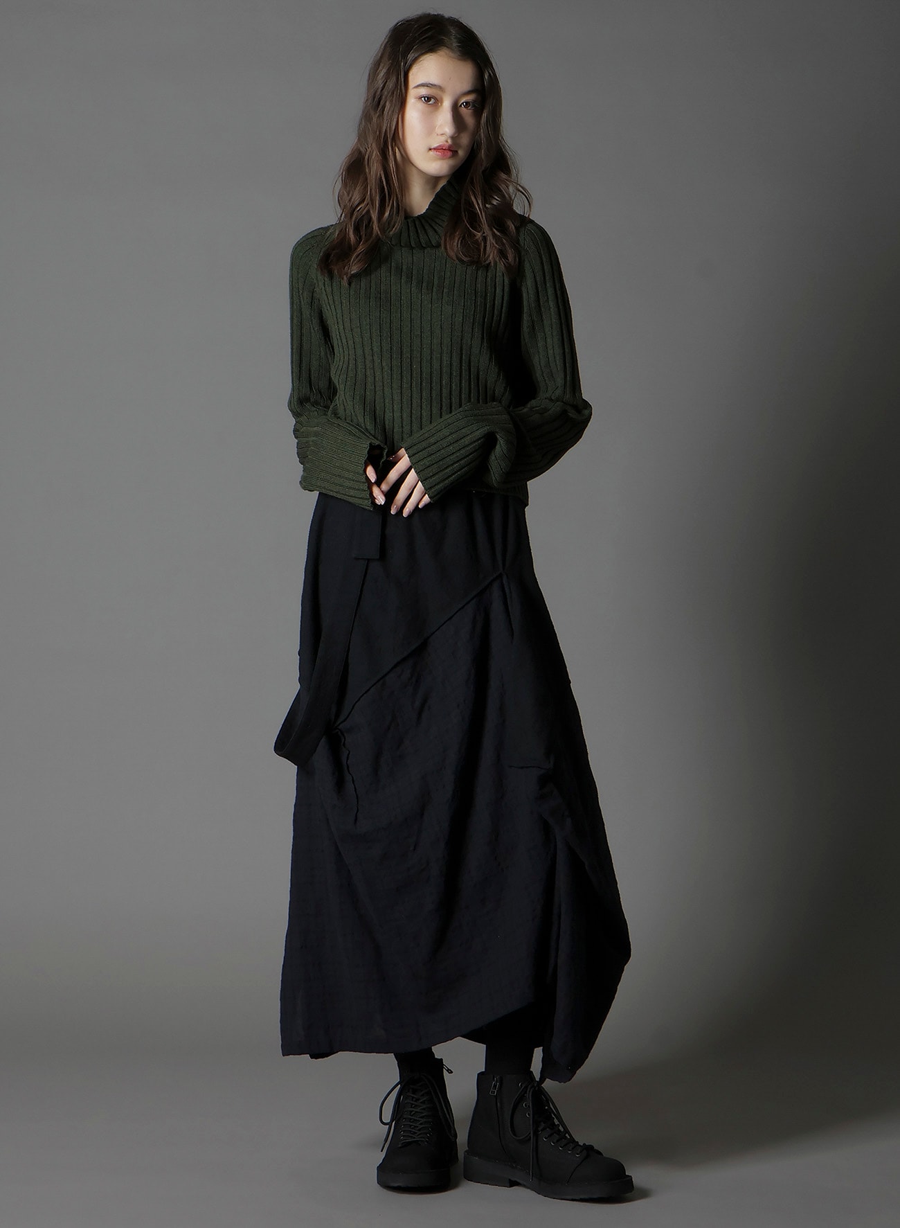REFINE  PLAID + REFINE GAUZE SQUARE SKIRT