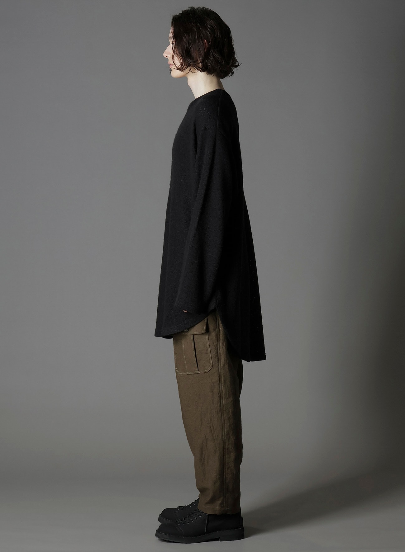 SPIDER WEB KNIT HEM JUMBO LONG SLEEVED T-SHIRT