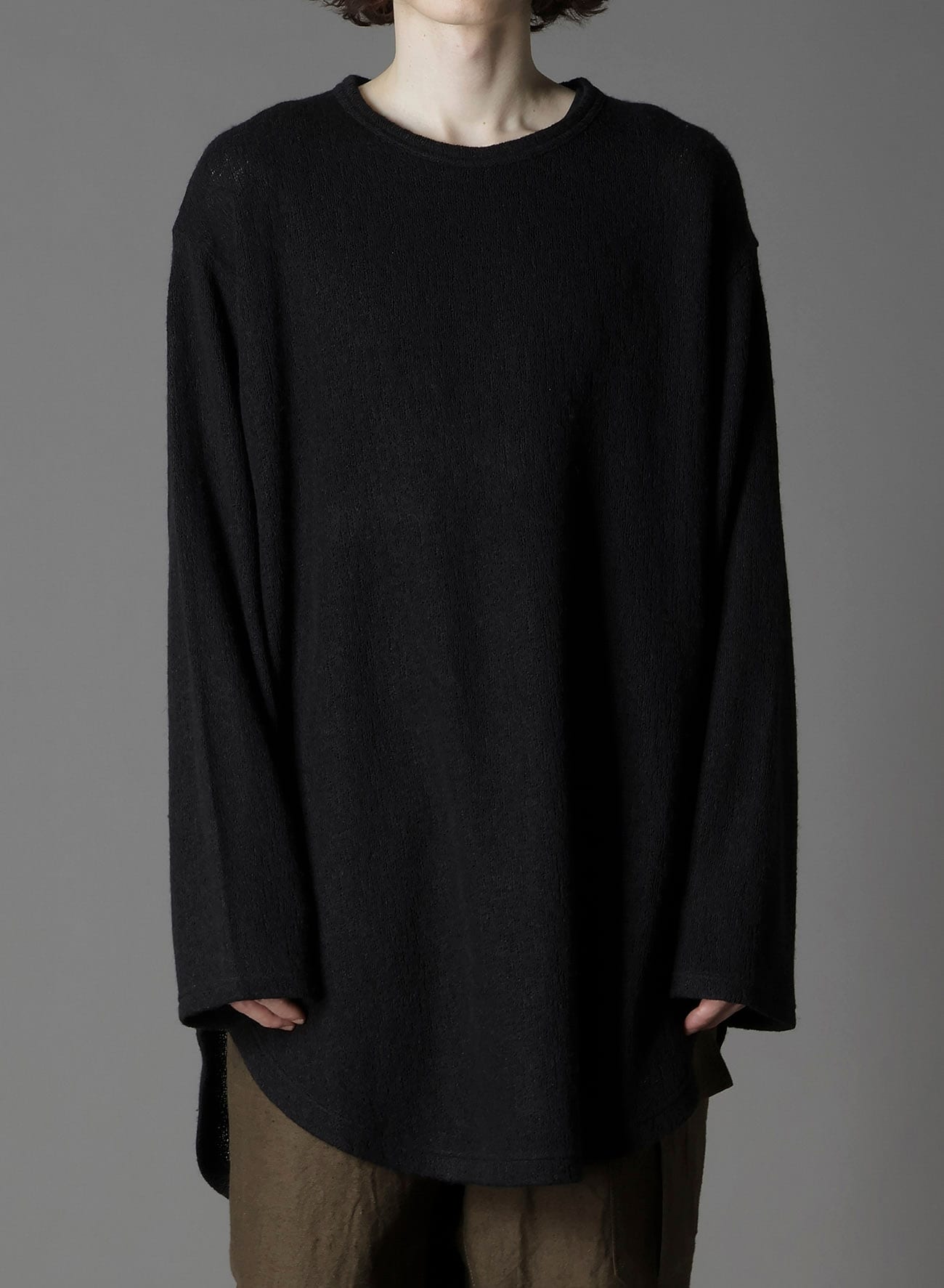 SPIDER WEB KNIT HEM JUMBO LONG SLEEVED T-SHIRT