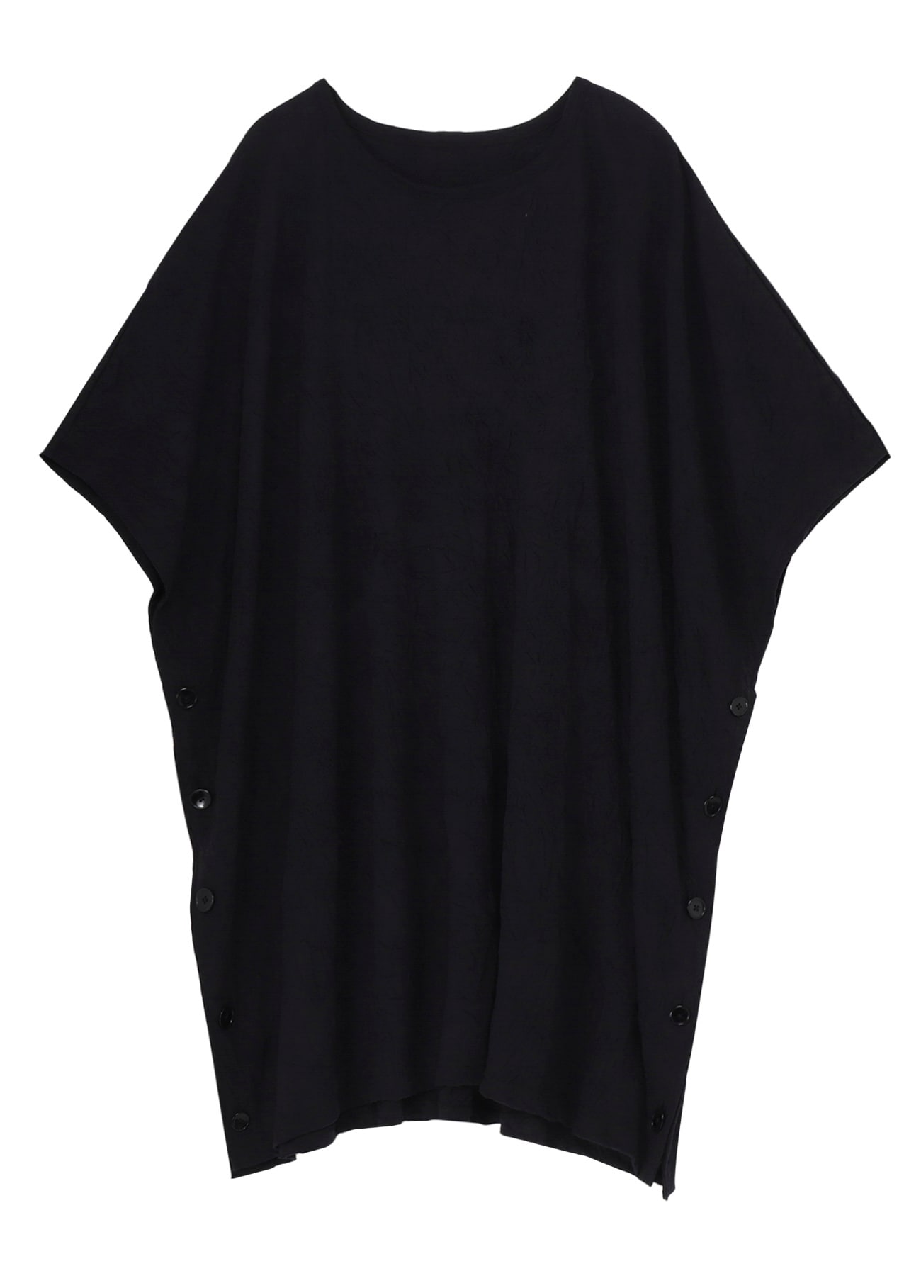 CATHC WASHER WRINKLE JERSEY SIDE BUTTON SHORT SLEEVED T-SHIRT
