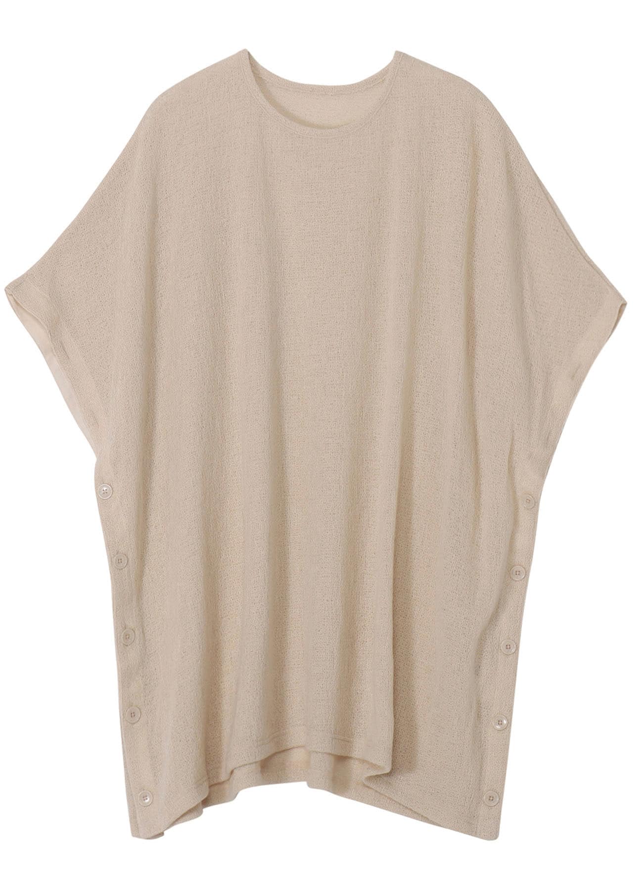 SPIDER WEB KNIT SIDE BUTTON SHORT SLEEVED T-SHIRT