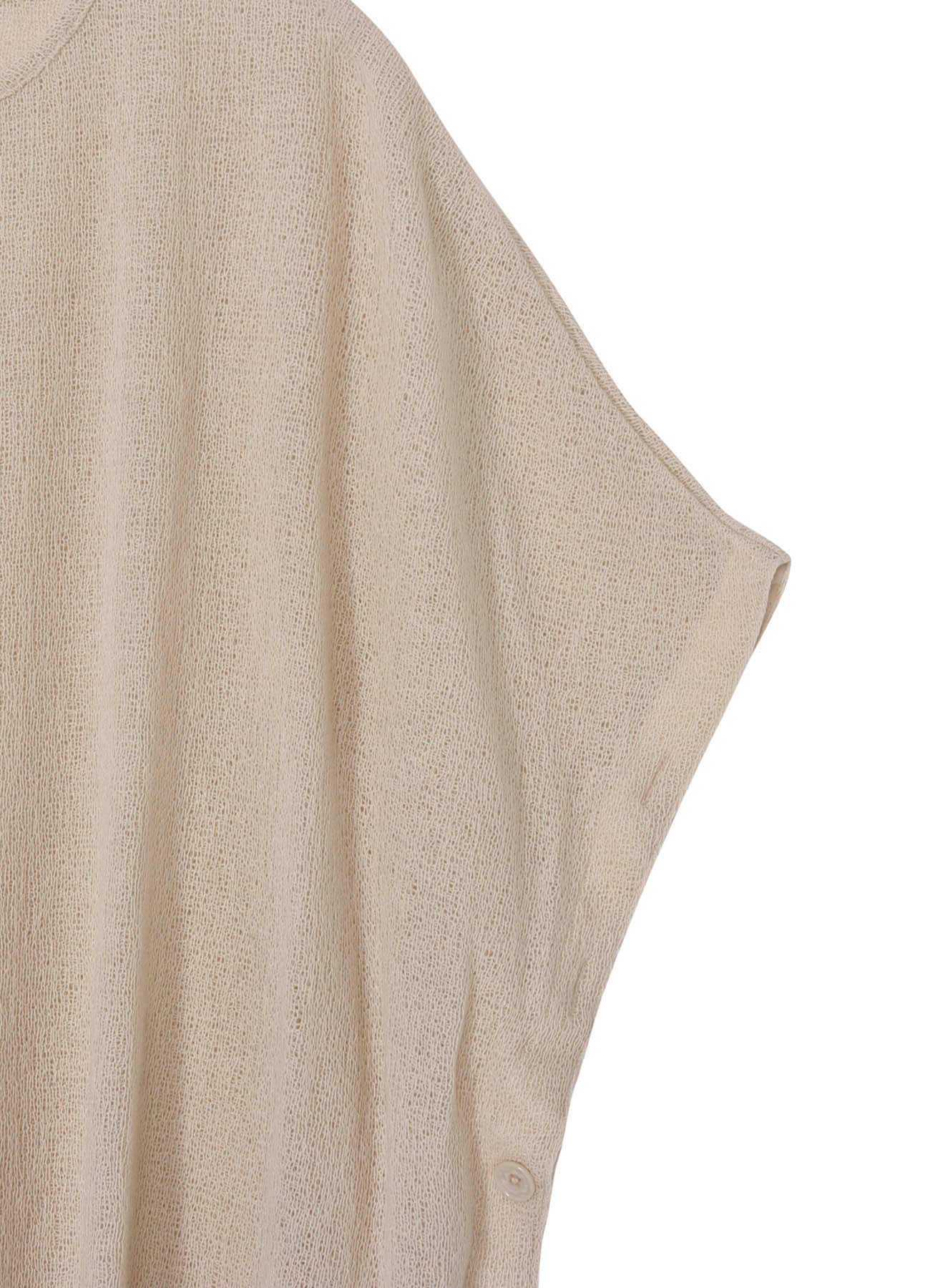 SPIDER WEB KNIT SIDE BUTTON SHORT SLEEVED T-SHIRT