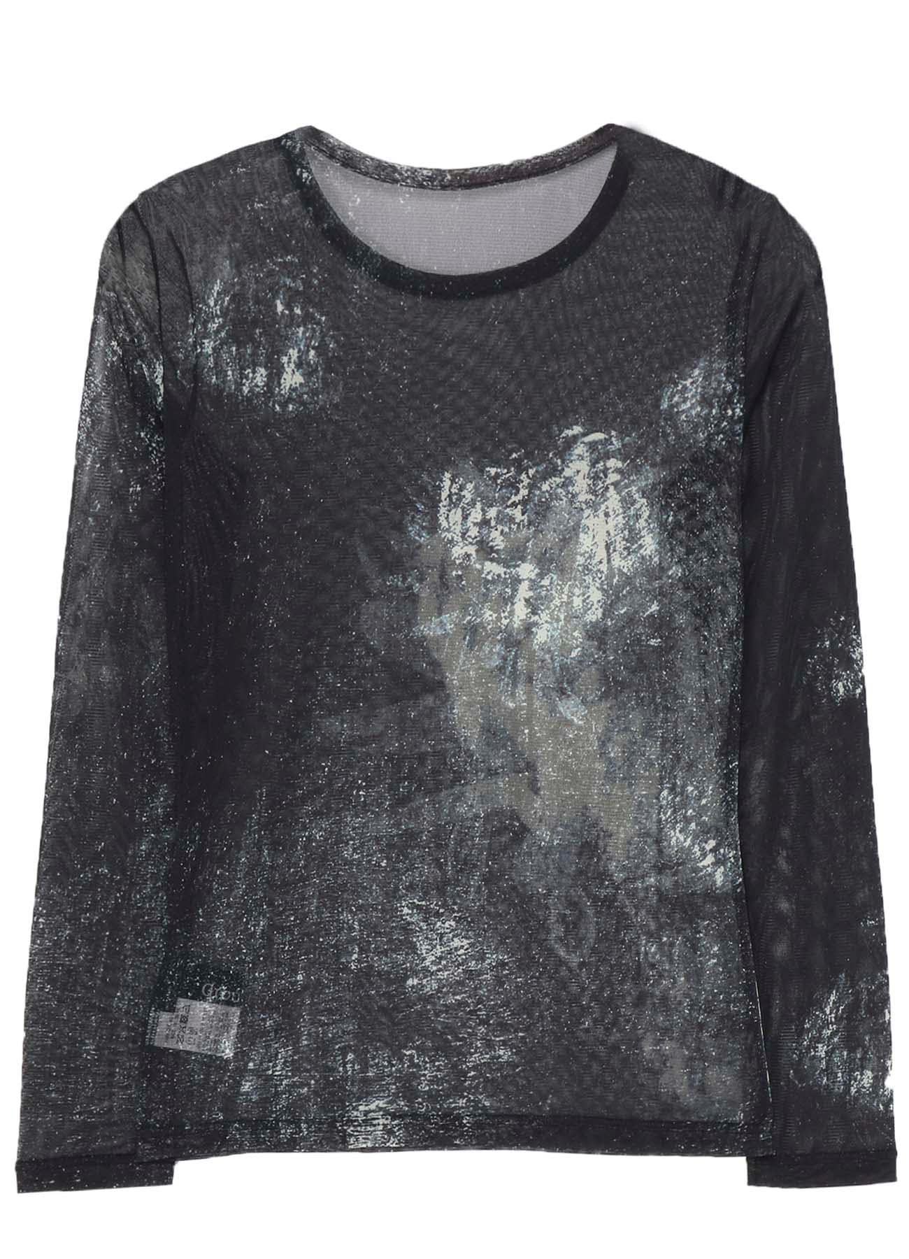 SOFT TULLE FLORAL PATTERN ROUND NECK TULLE