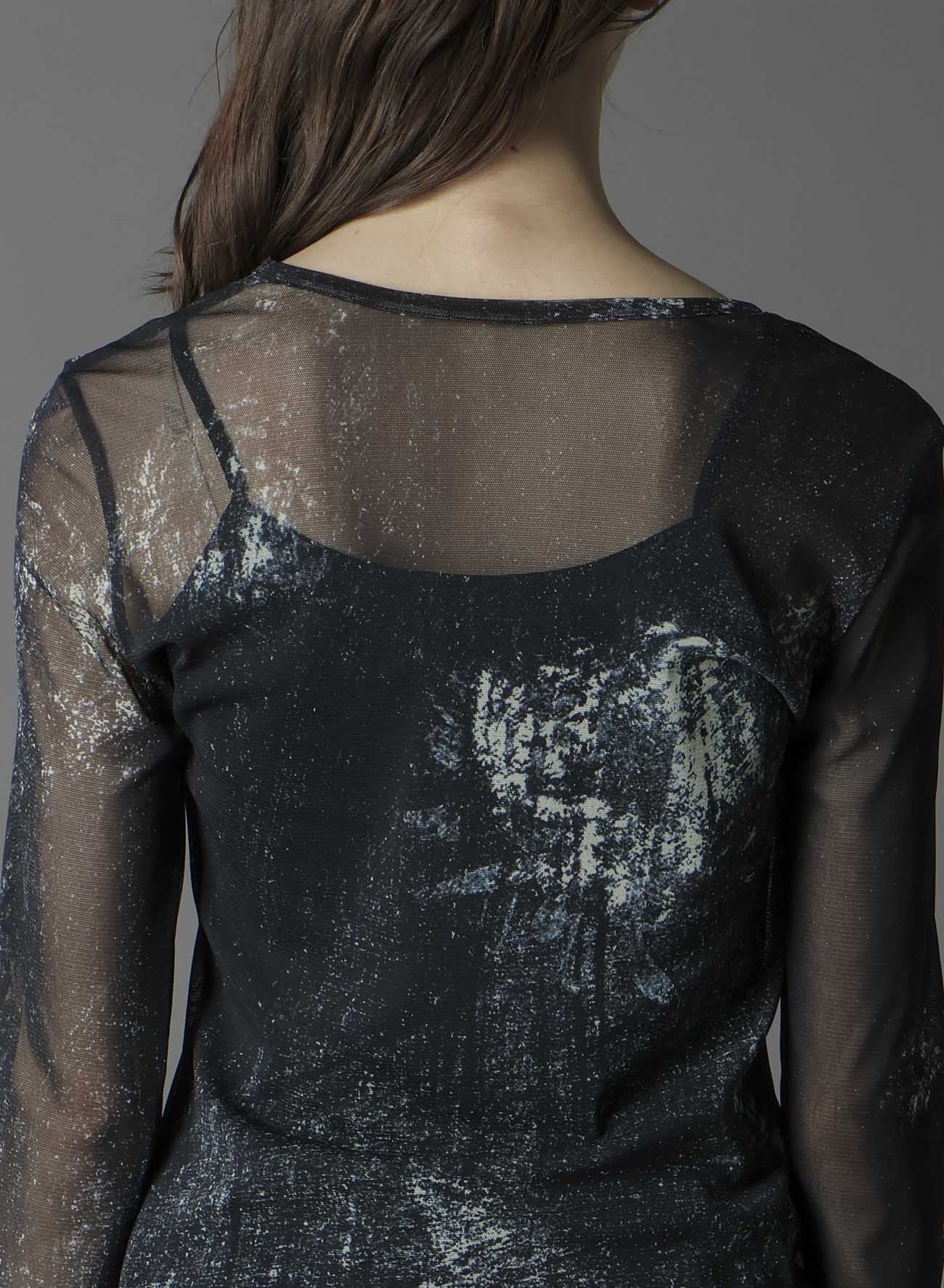 SOFT TULLE FLORAL PATTERN ROUND NECK TULLE