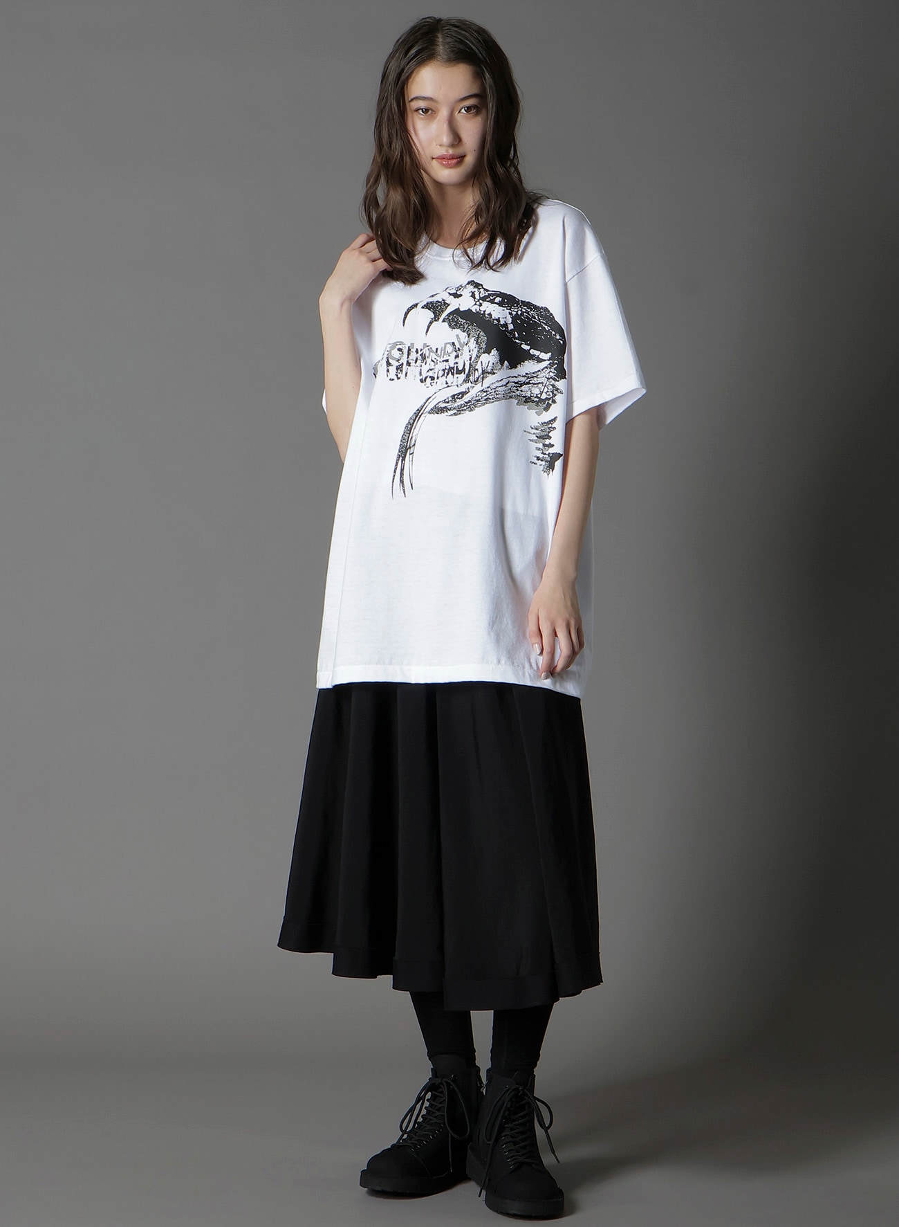 COTTON JERSEY SNAKE GRAPHIC T-SHIRT(FREE SIZE WHITE): Ground