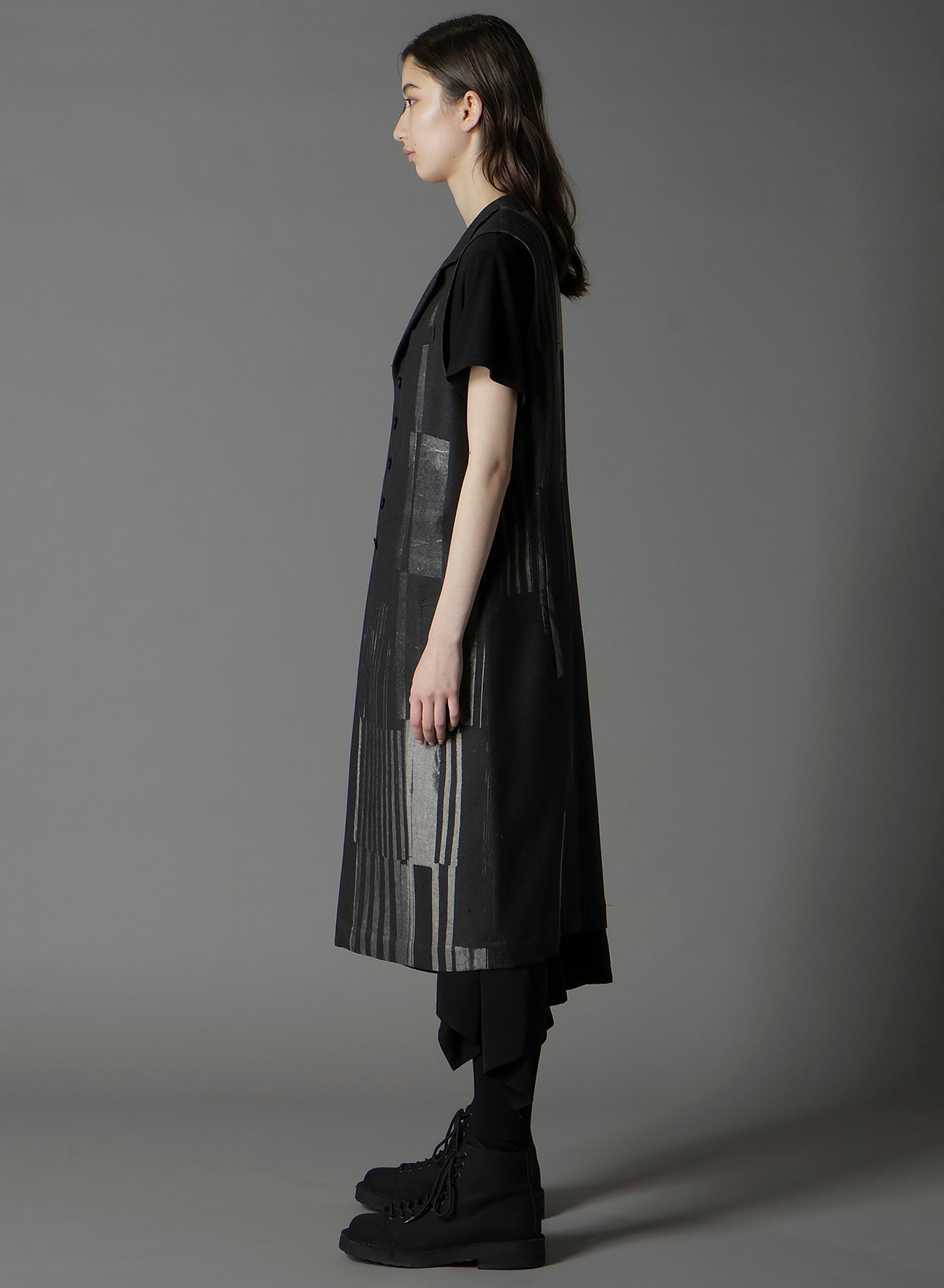 FLANNEL STRIPE PATTERN SINGLE LONG VEST
