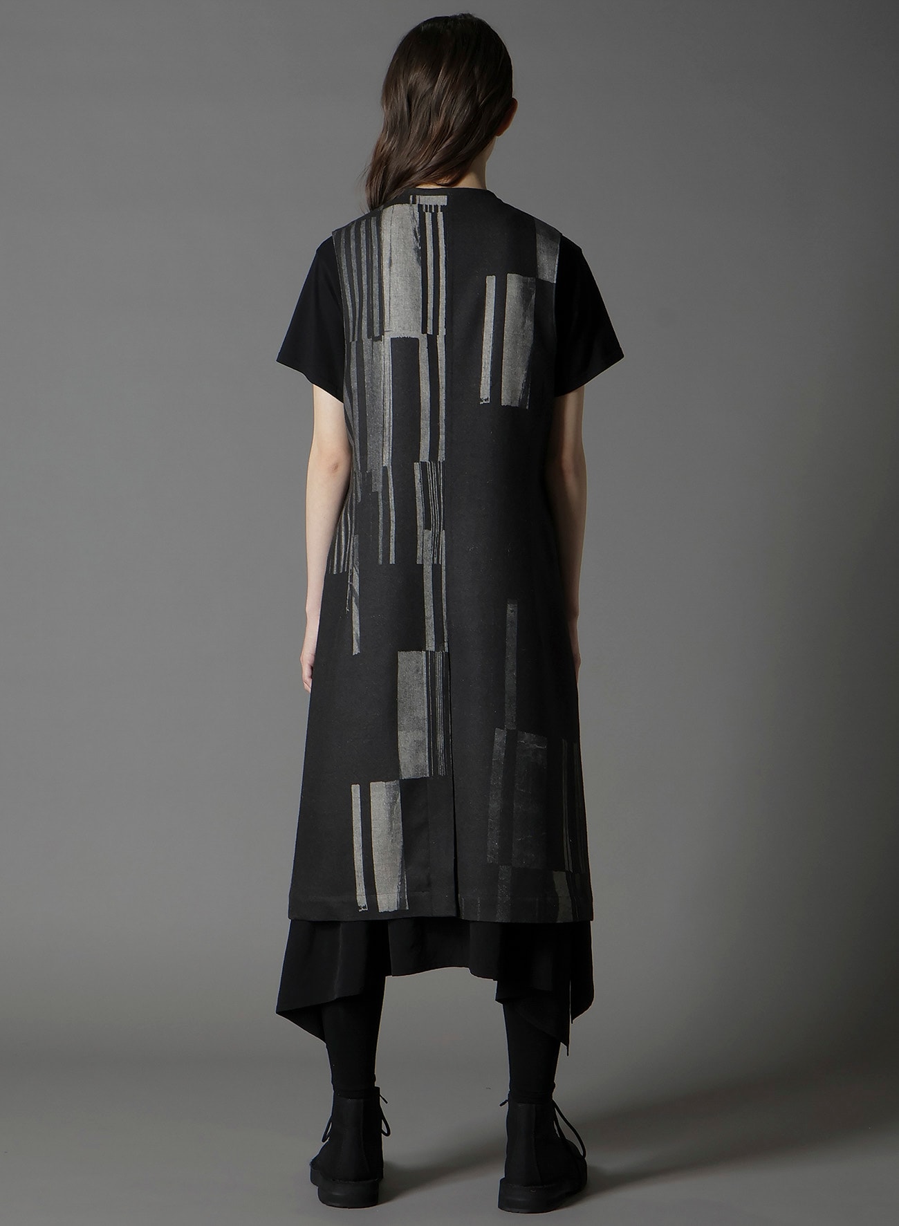 FLANNEL STRIPE PATTERN SINGLE LONG VEST
