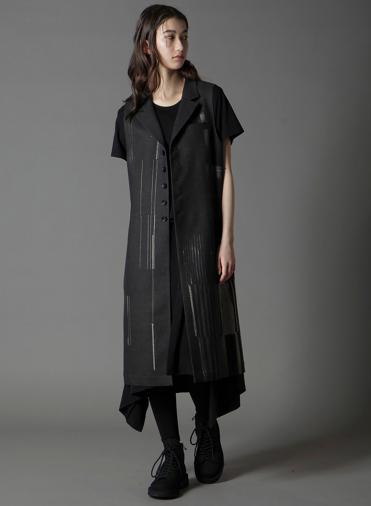 FLANNEL STRIPE PATTERN SINGLE LONG VEST