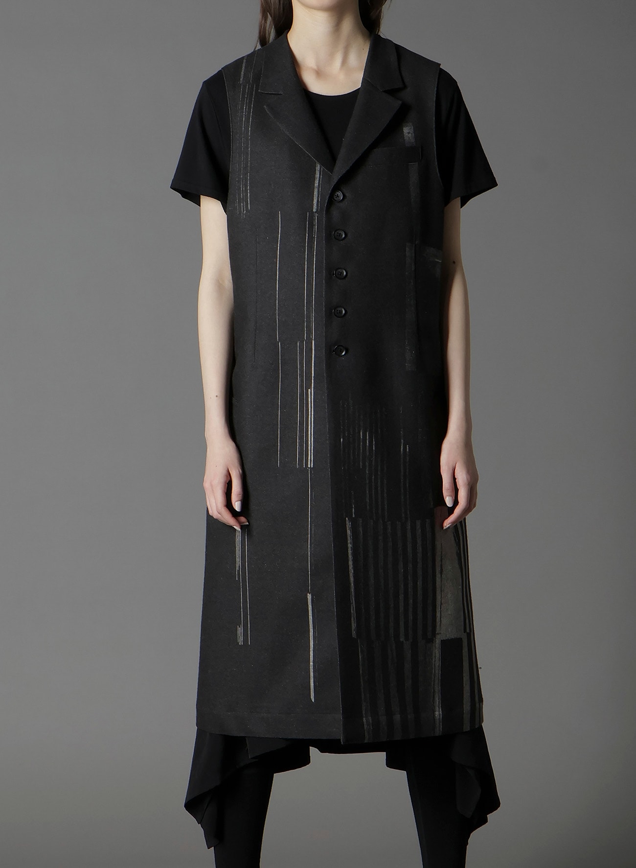 FLANNEL STRIPE PATTERN SINGLE LONG VEST