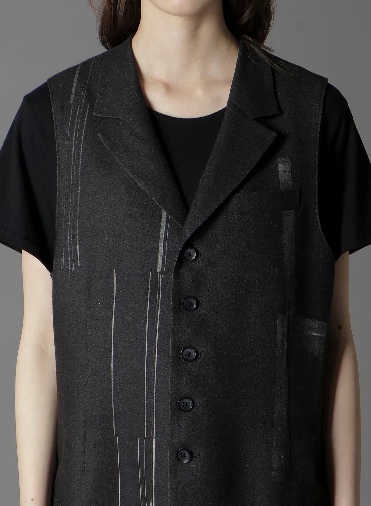 FLANNEL STRIPE PATTERN SINGLE LONG VEST