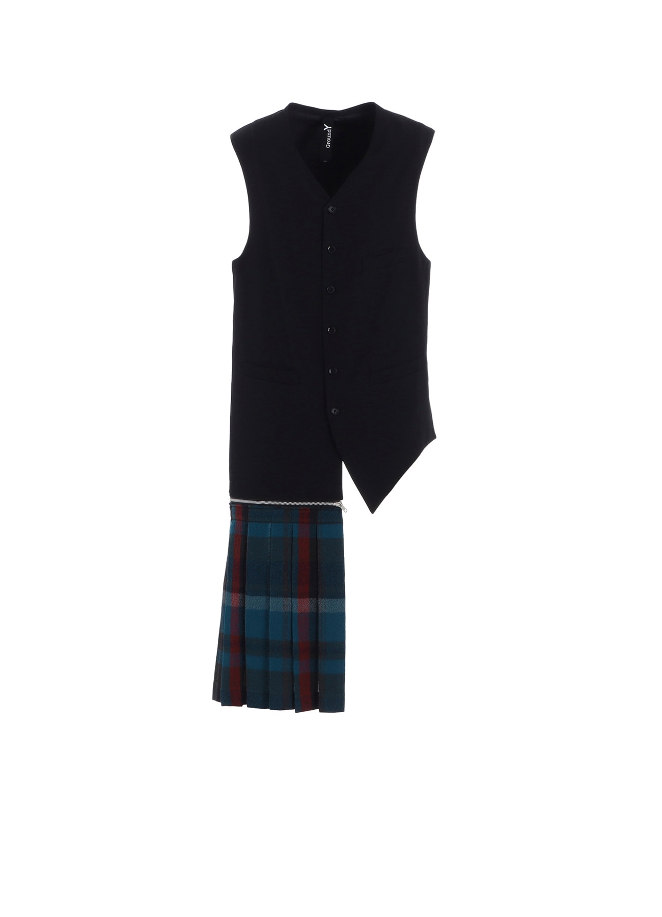 W/GABARDINE DOUBLE GAUZE  PLEATED VEST