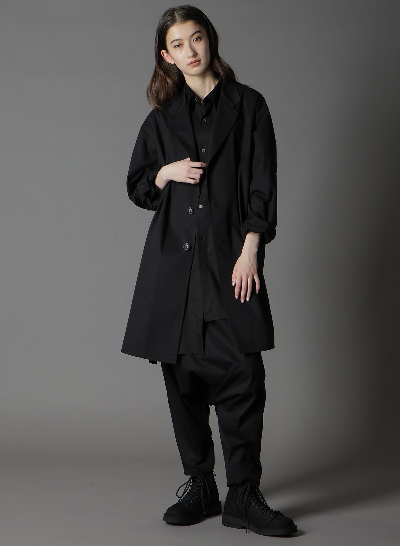 COTTON GABARDINE SHIRT JACKET(FREE SIZE Black): Ground Y