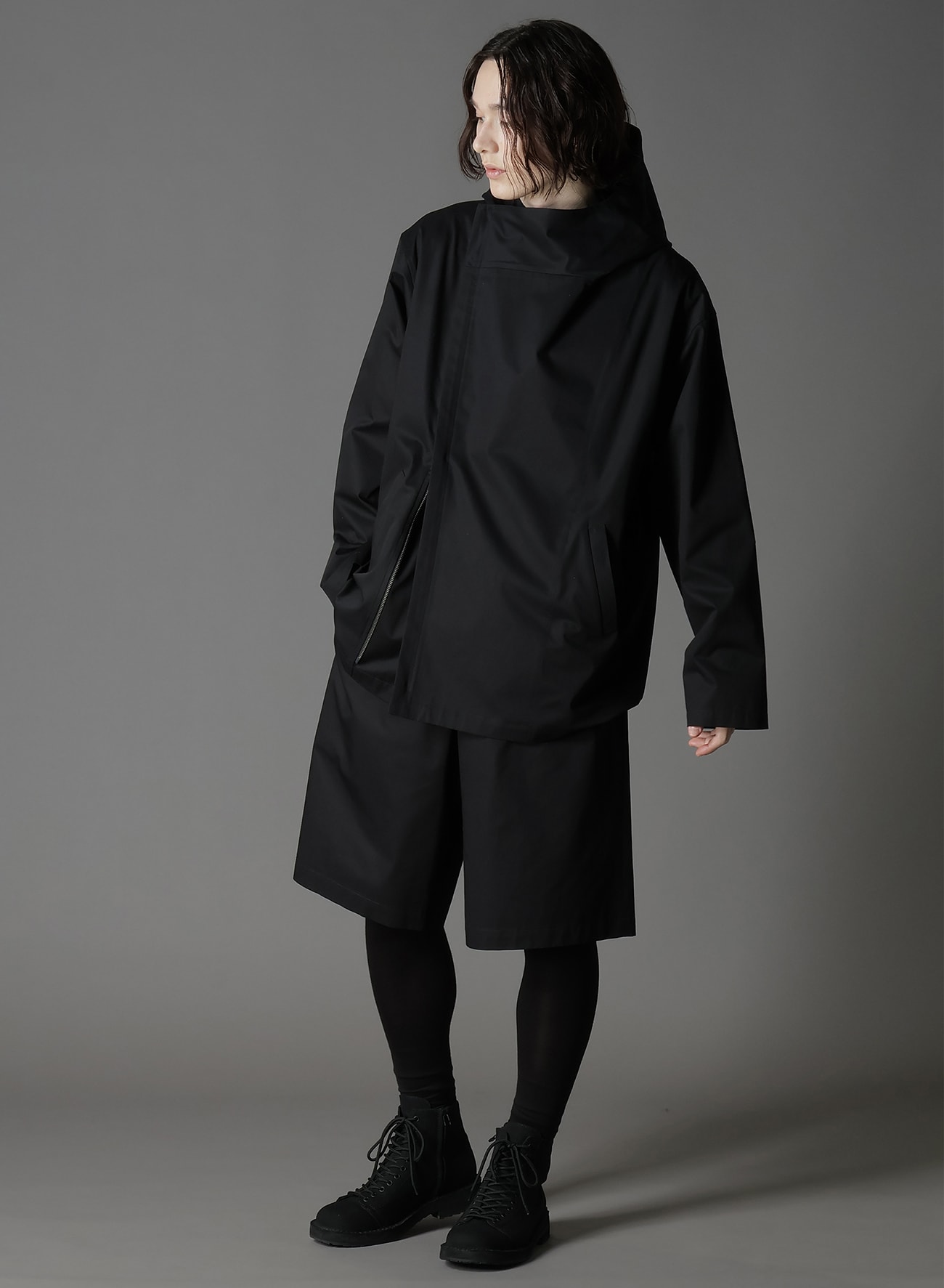 COTTON GABARDINE DOUBLE HOODIE