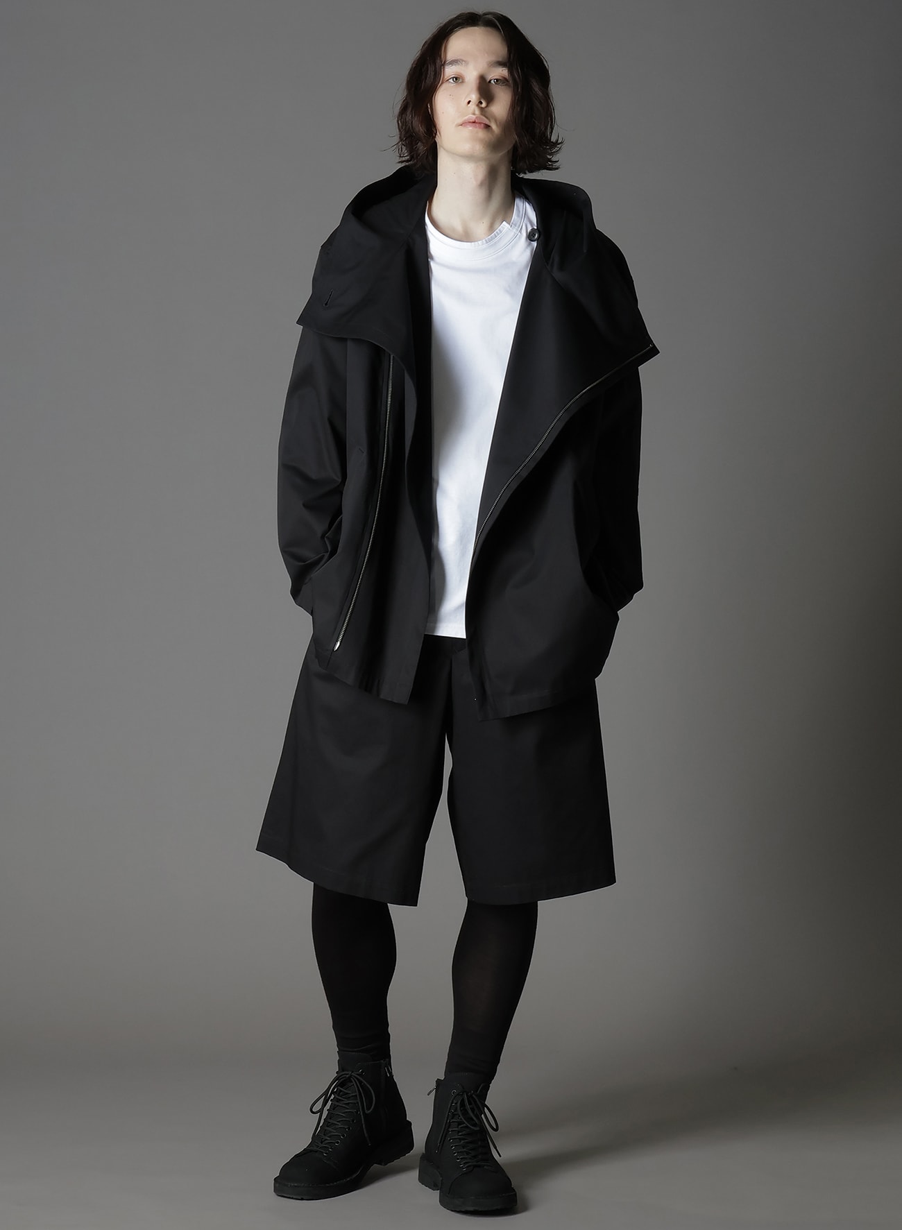 COTTON GABARDINE DOUBLE HOODIE