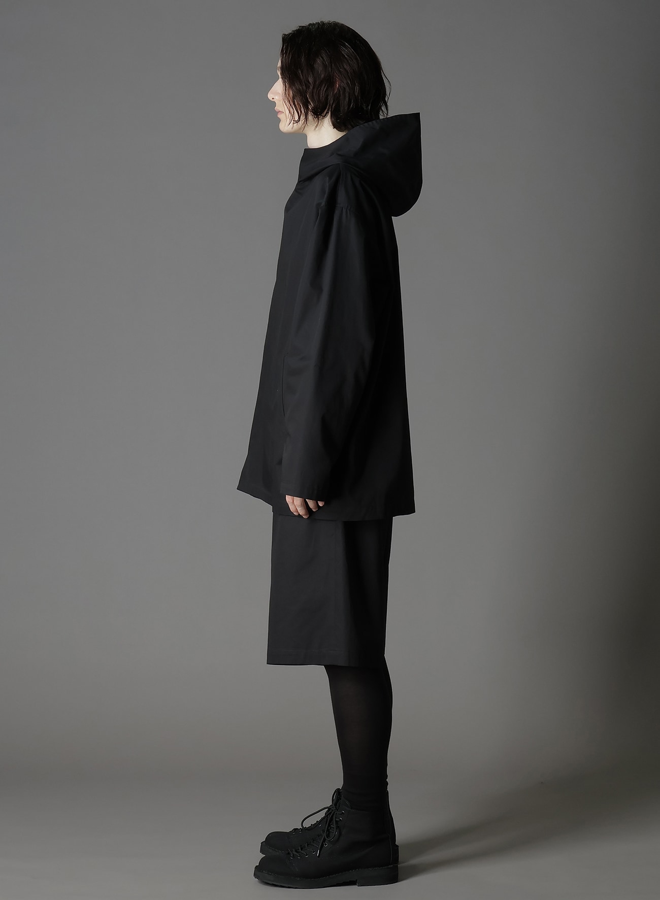 COTTON GABARDINE DOUBLE HOODIE
