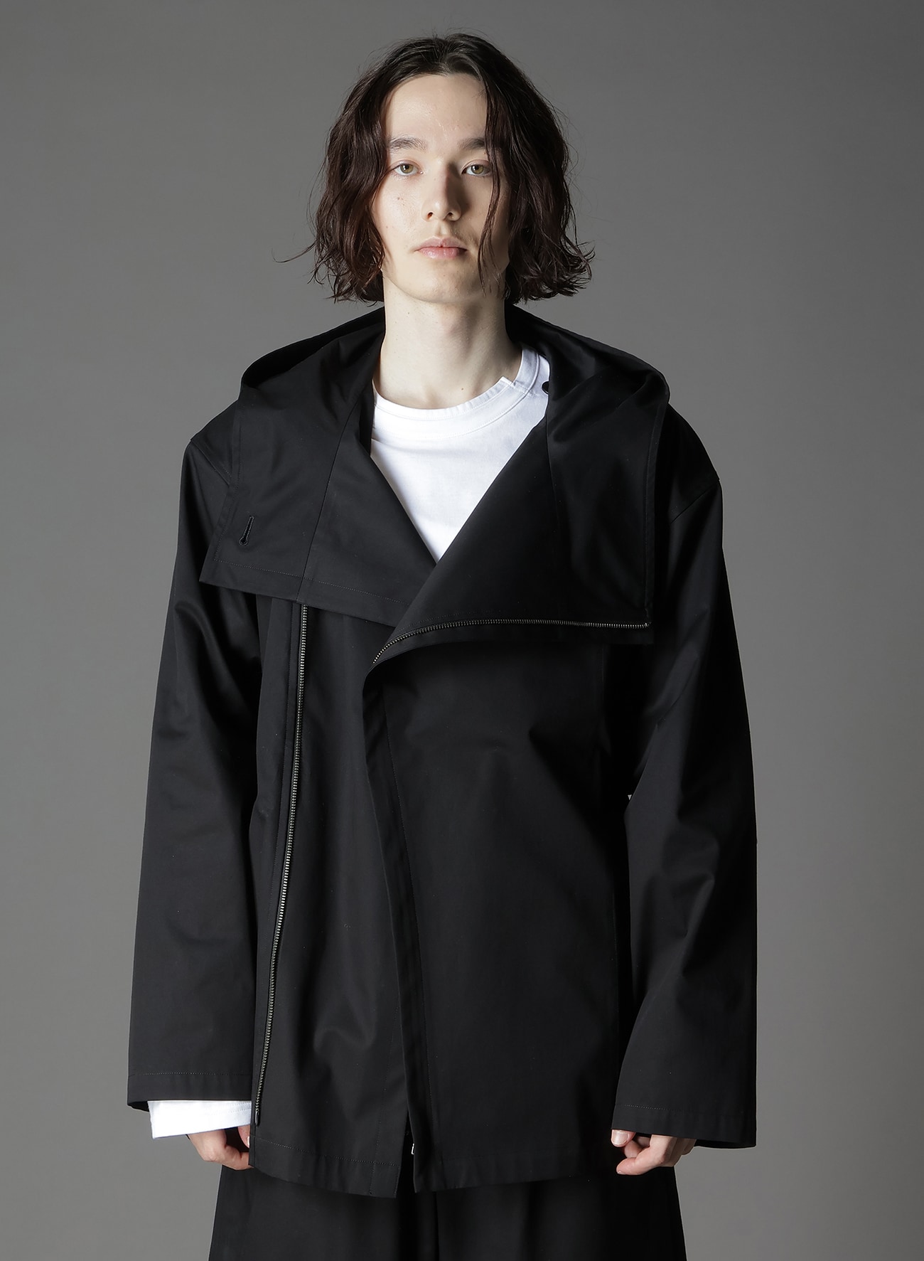 COTTON GABARDINE DOUBLE HOODIE