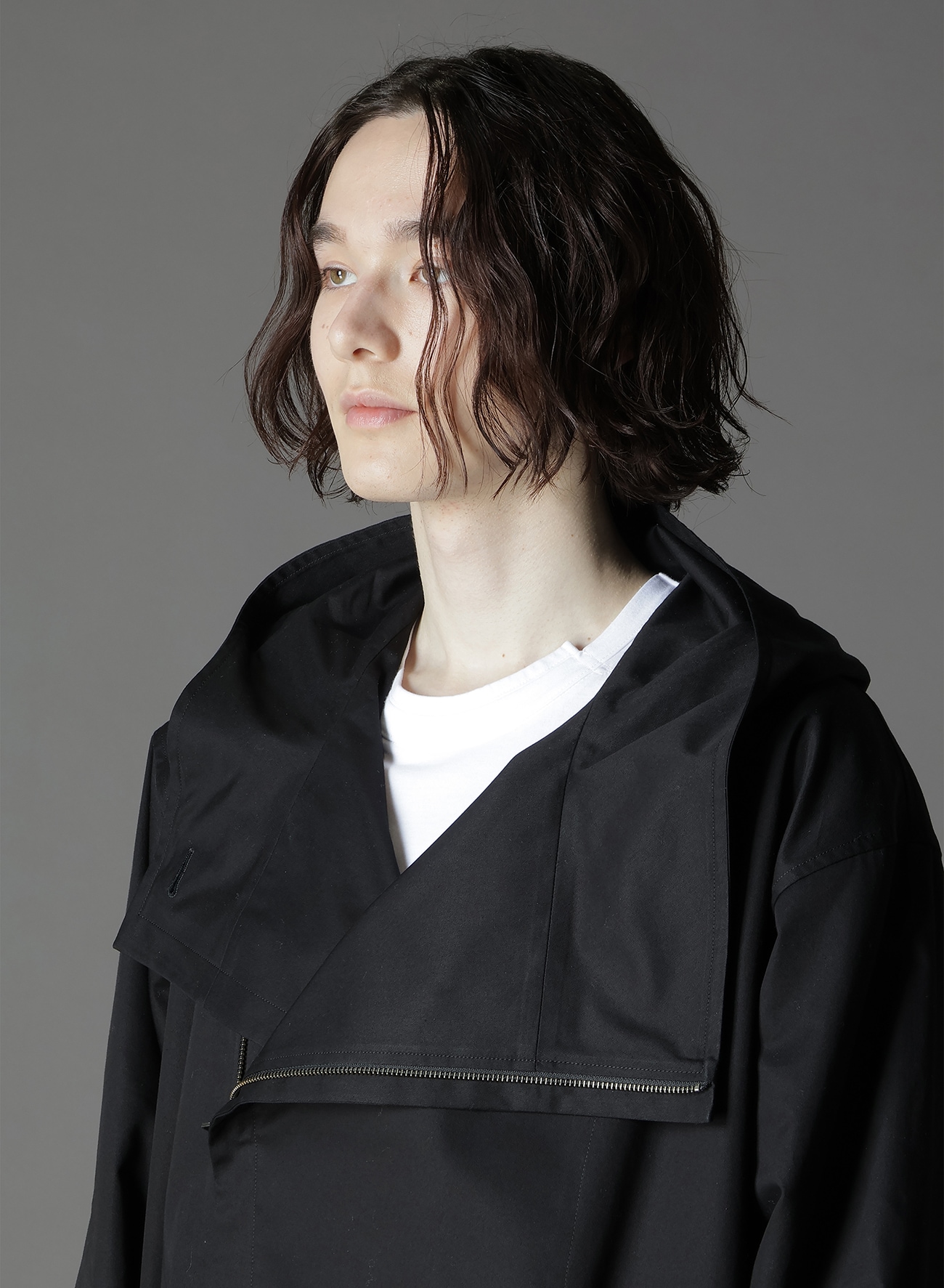 COTTON GABARDINE DOUBLE HOODIE