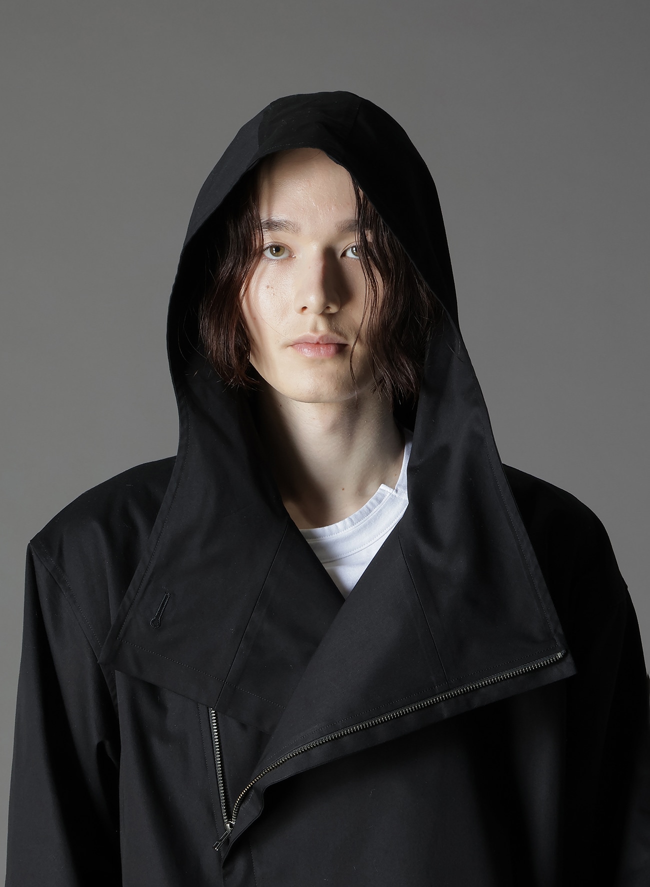 COTTON GABARDINE DOUBLE HOODIE