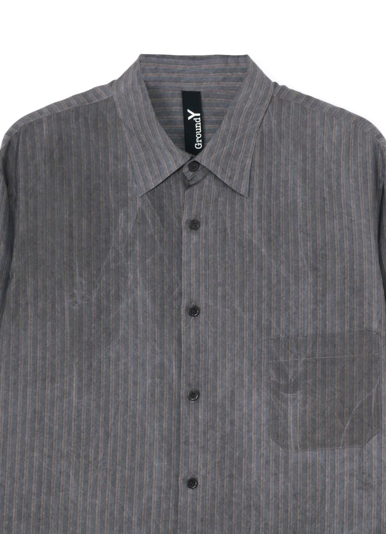 INK DYED STRIPE CUPRO RAYON A BIG COLLAR SHIRT