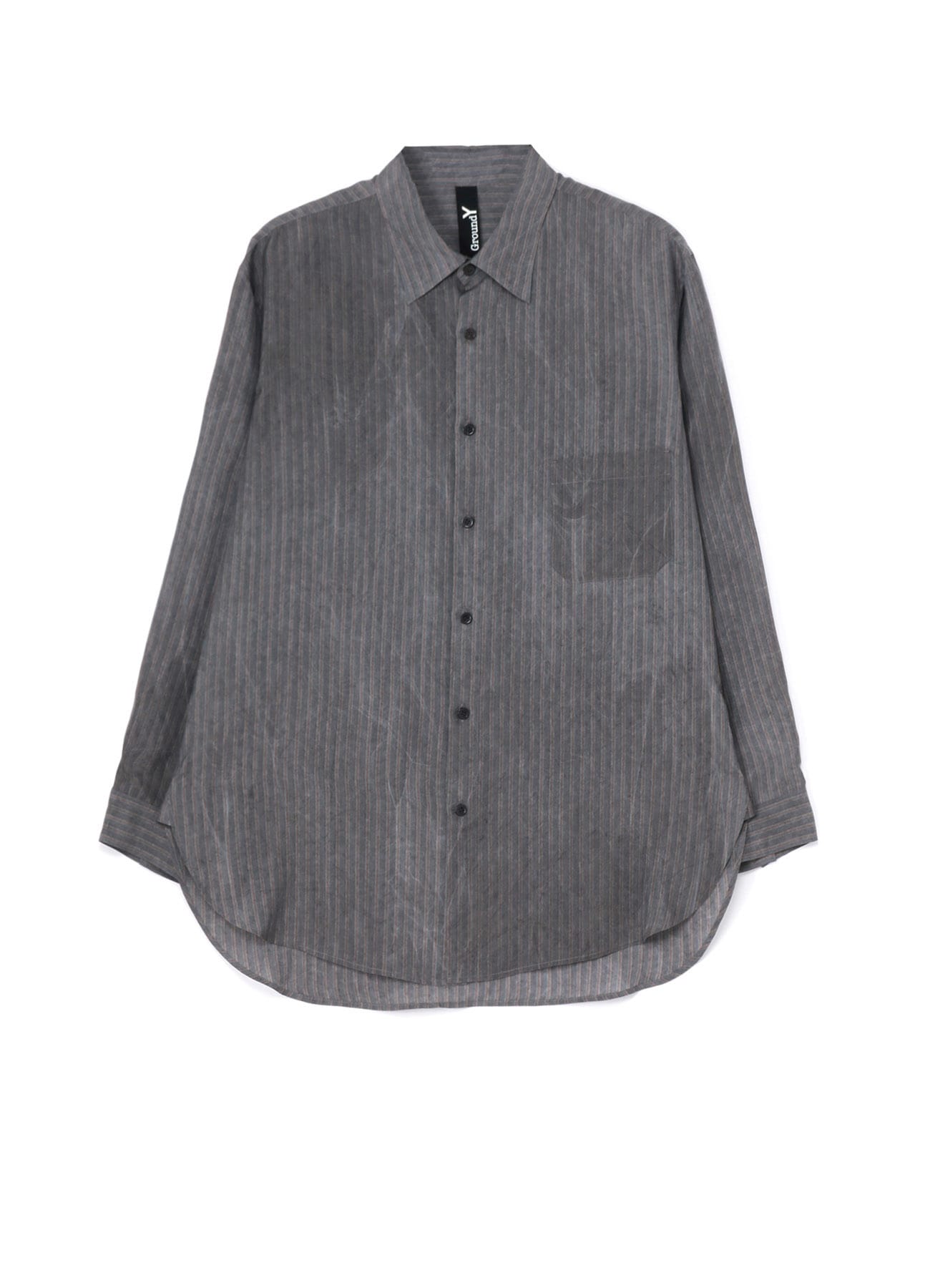 INK DYED STRIPE CUPRO RAYON A BIG COLLAR SHIRT