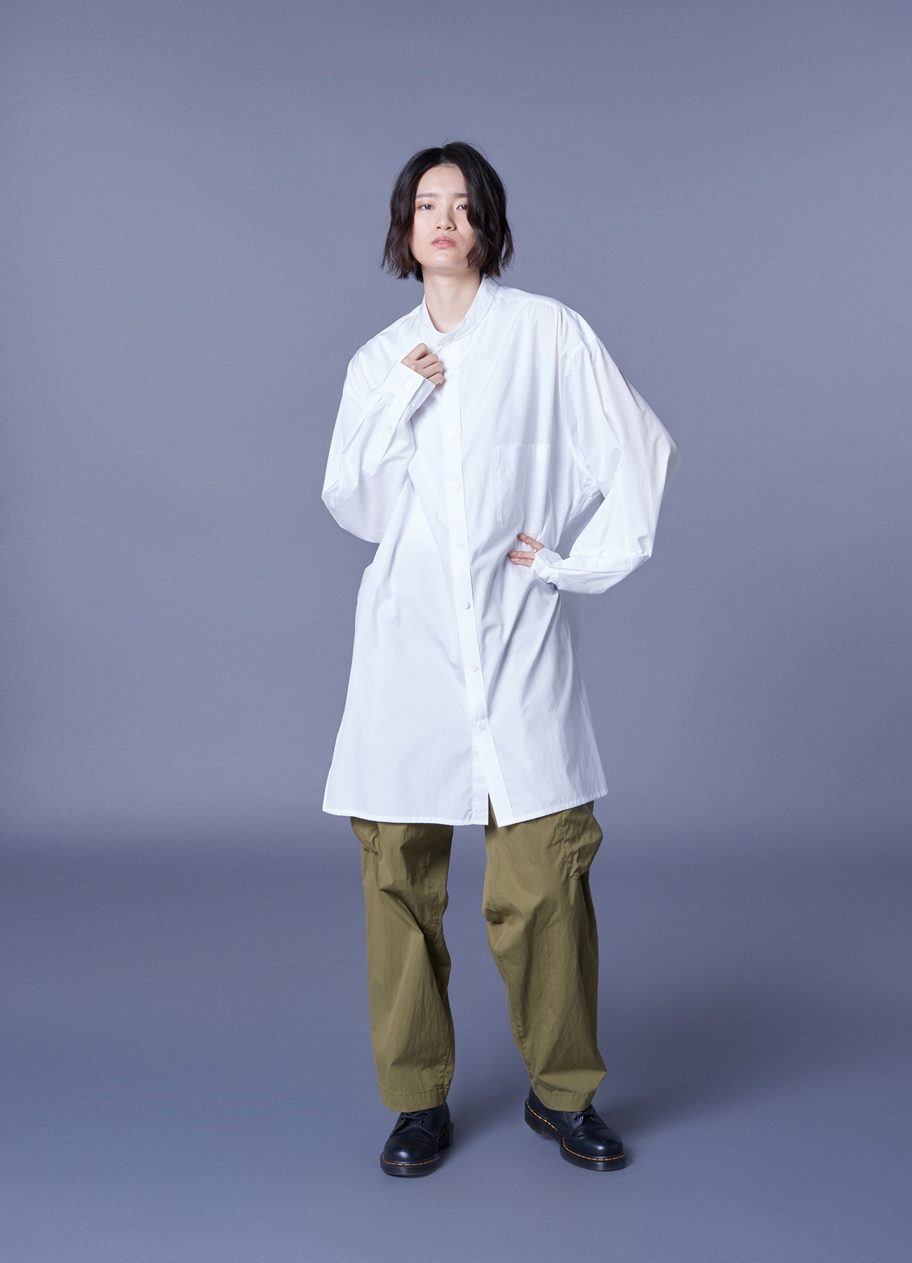 COTTON BROAD CLOTH SPARE COLLAR BIG SHIRT