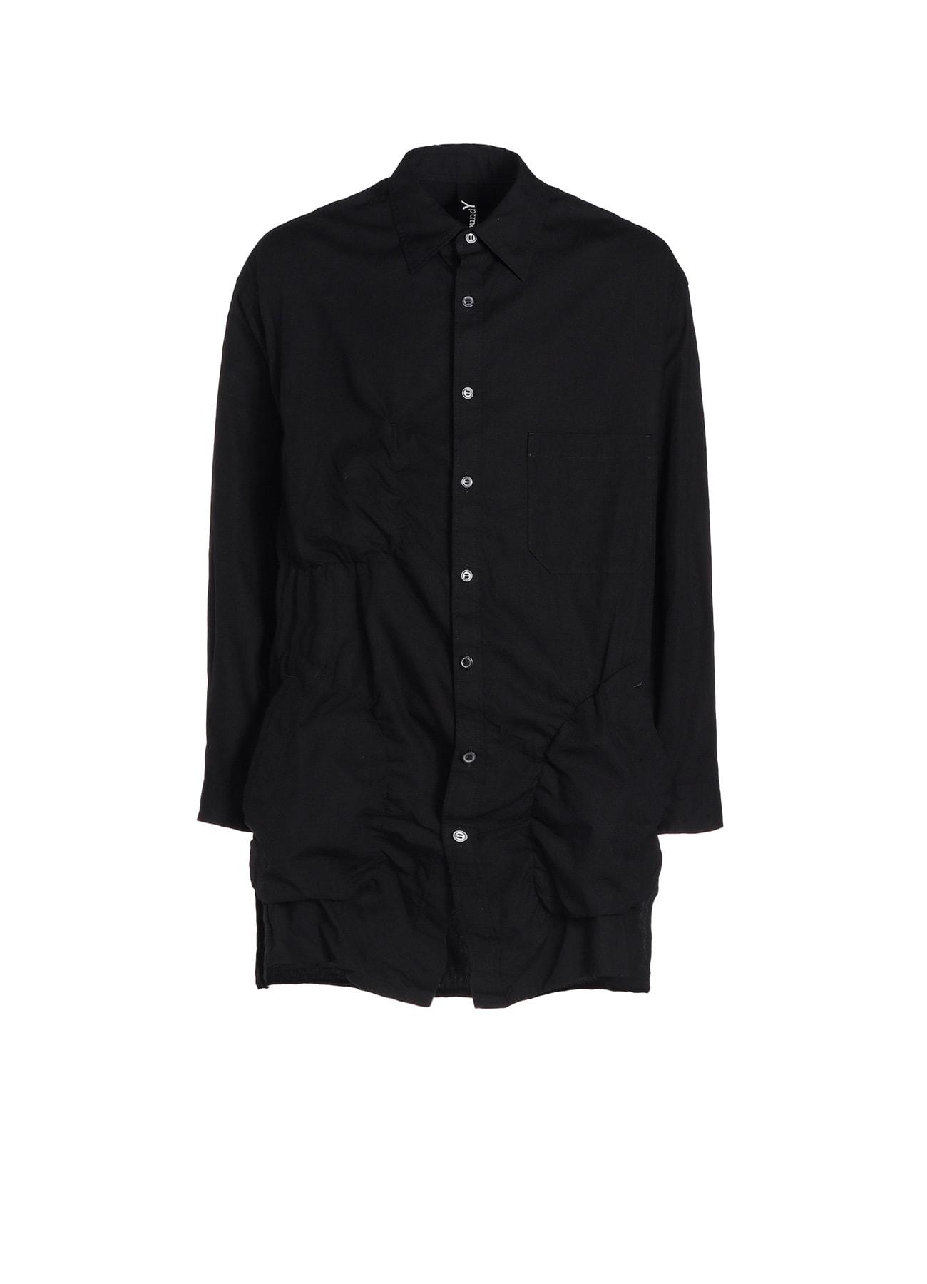 COTTON BROAD LONG SHIRT WITH FULLED WOOL GAUZE POCKETS