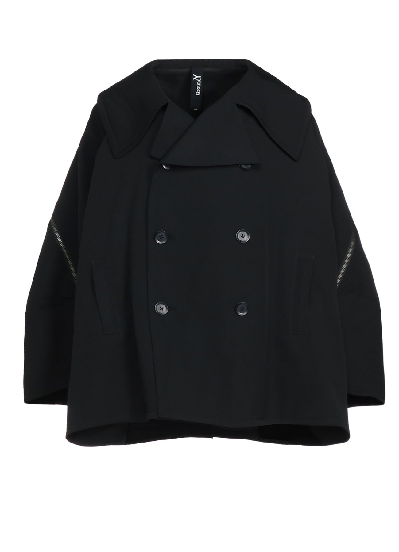 WOOL GABARDINE SLEEVE ZIPPER COAT