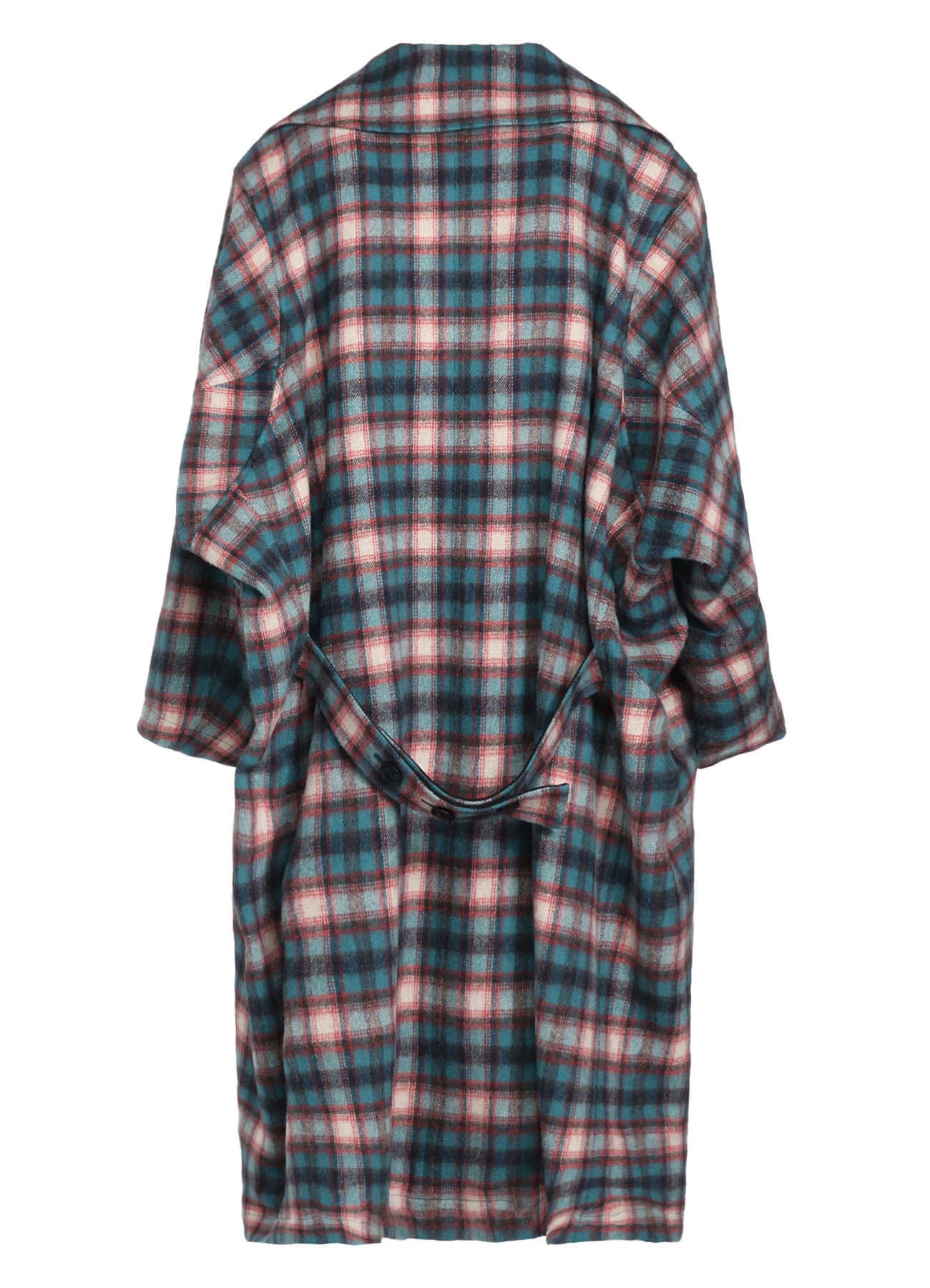 CHECKED SHAGGY WOOL TRUNCATED TRENCH COAT