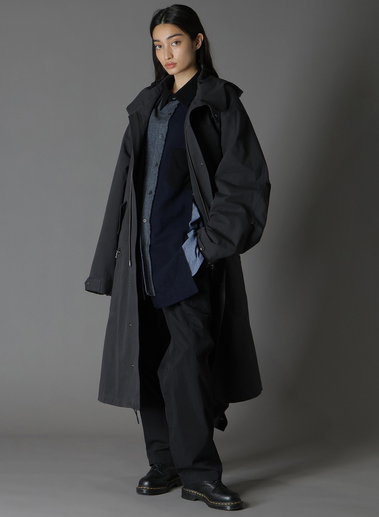 COTTON POPLIN WA ZIPPER POCKET MOD COAT