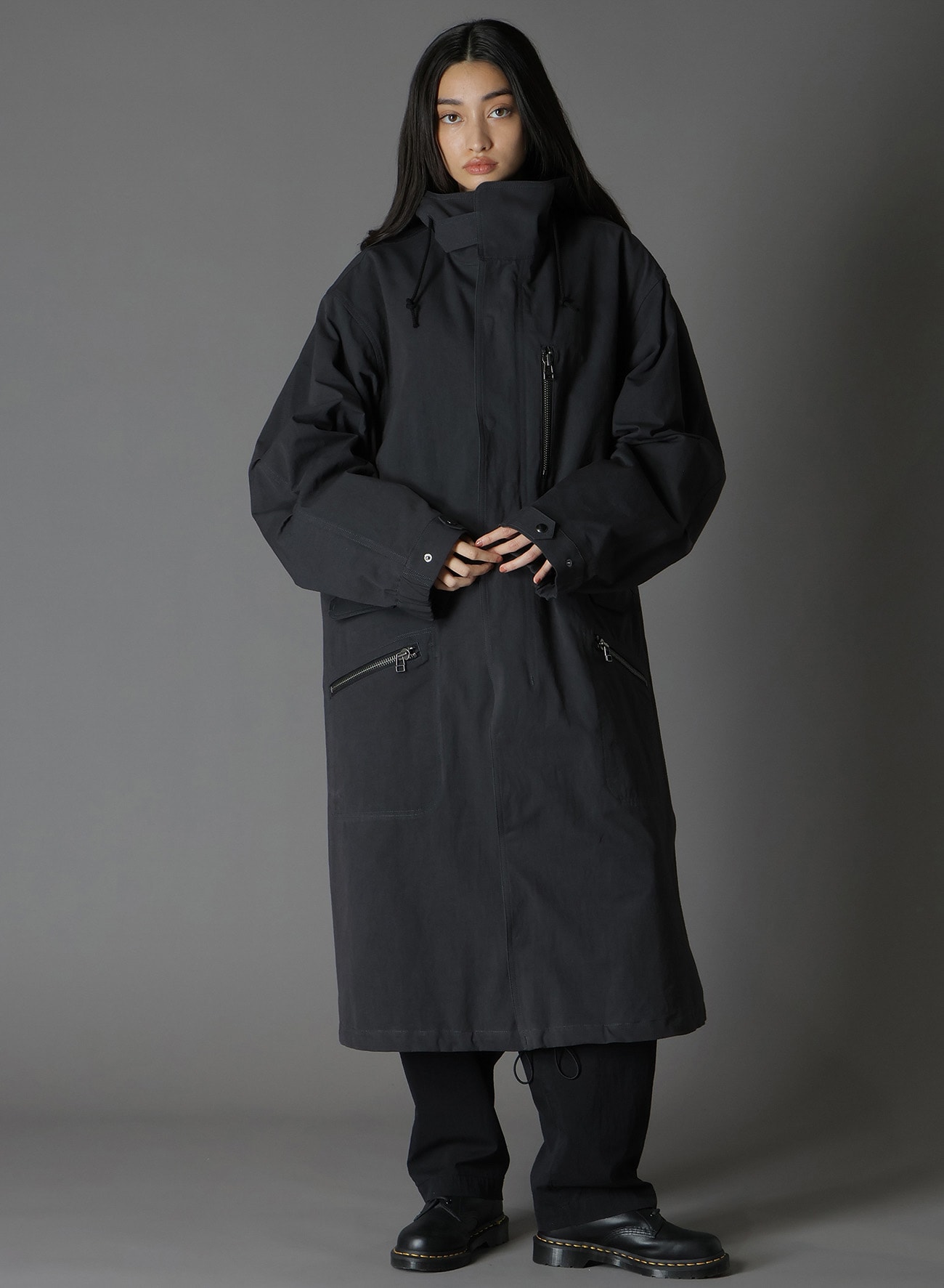 COTTON POPLIN WA ZIPPER POCKET MOD COAT