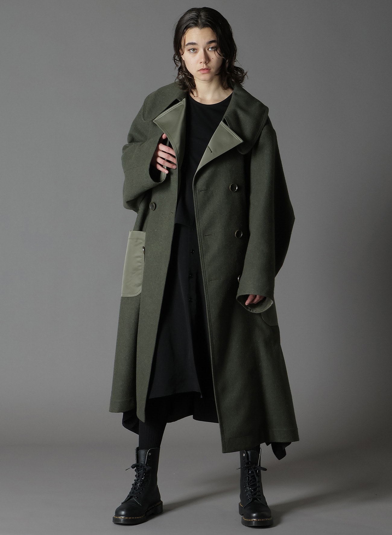 VARIOUS MATERIAL COMBINATION REVERSIBLE TRENCH COAT