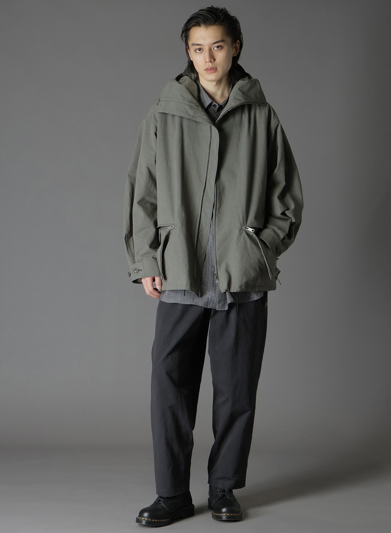 COTTON CROSS WA ZIPPER POCKET HOODED BLOUSON