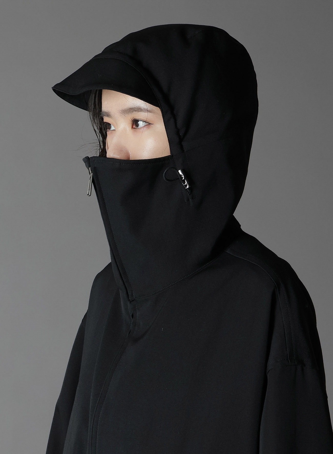 WOOL GABARDINE ZIPPER POCKET HOODED BLOUSON