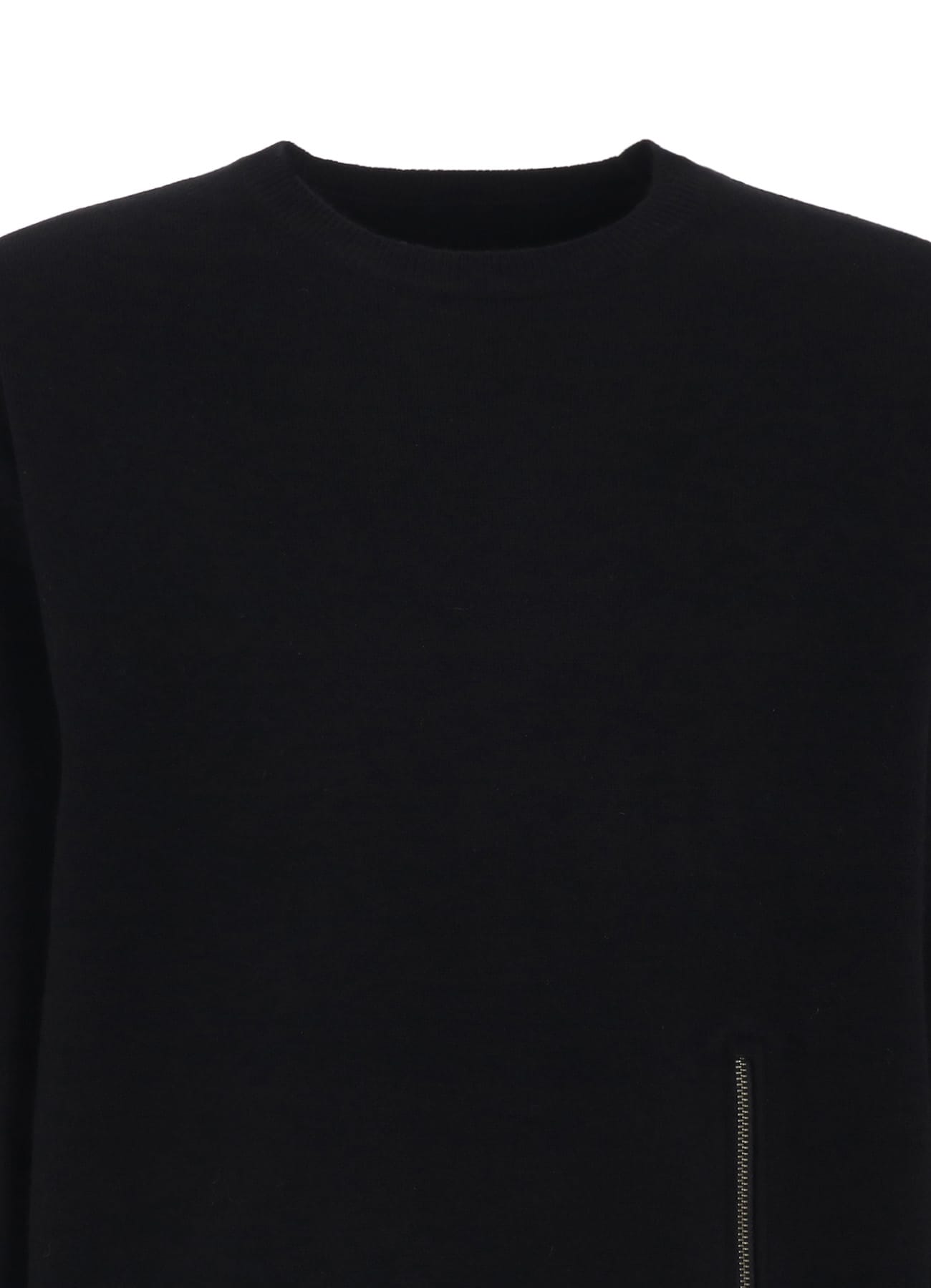 CASHMERE/EXTRA SUPER FINE WOOL ZIPPER CREW NECK KNIT