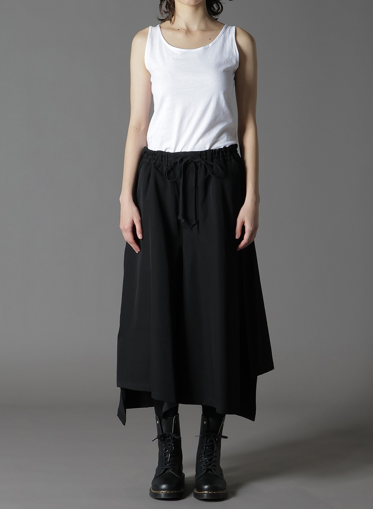 WOOL GABARDINE PANTS SKIRT(FREE SIZE BLACK): Ground Y｜THE SHOP YOHJI  YAMAMOTO