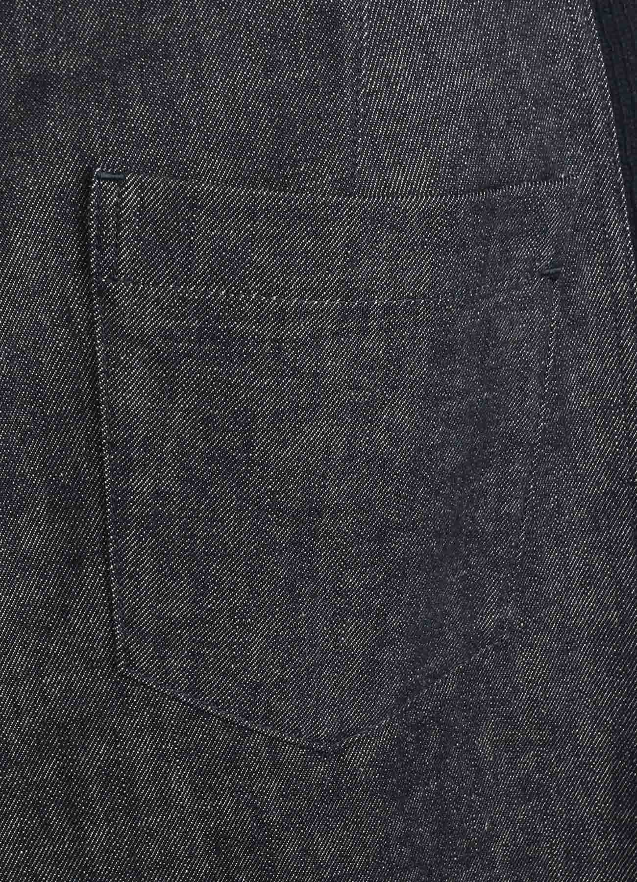 BLACK DENIM +WOOL JERSEY RIBBED HEM PANTS