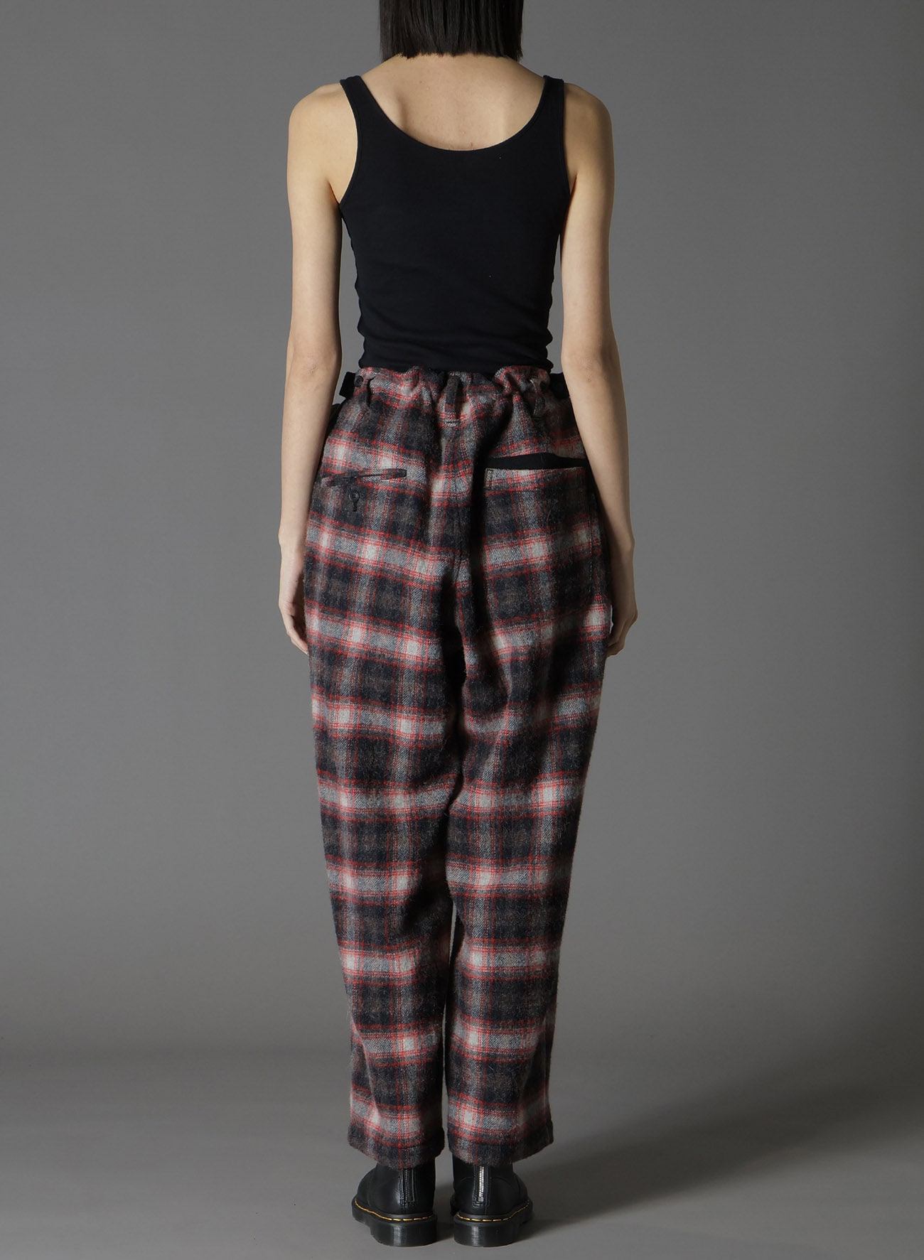 CHECKED SHAGGY WOOL ZIPPER POCKET PANTS