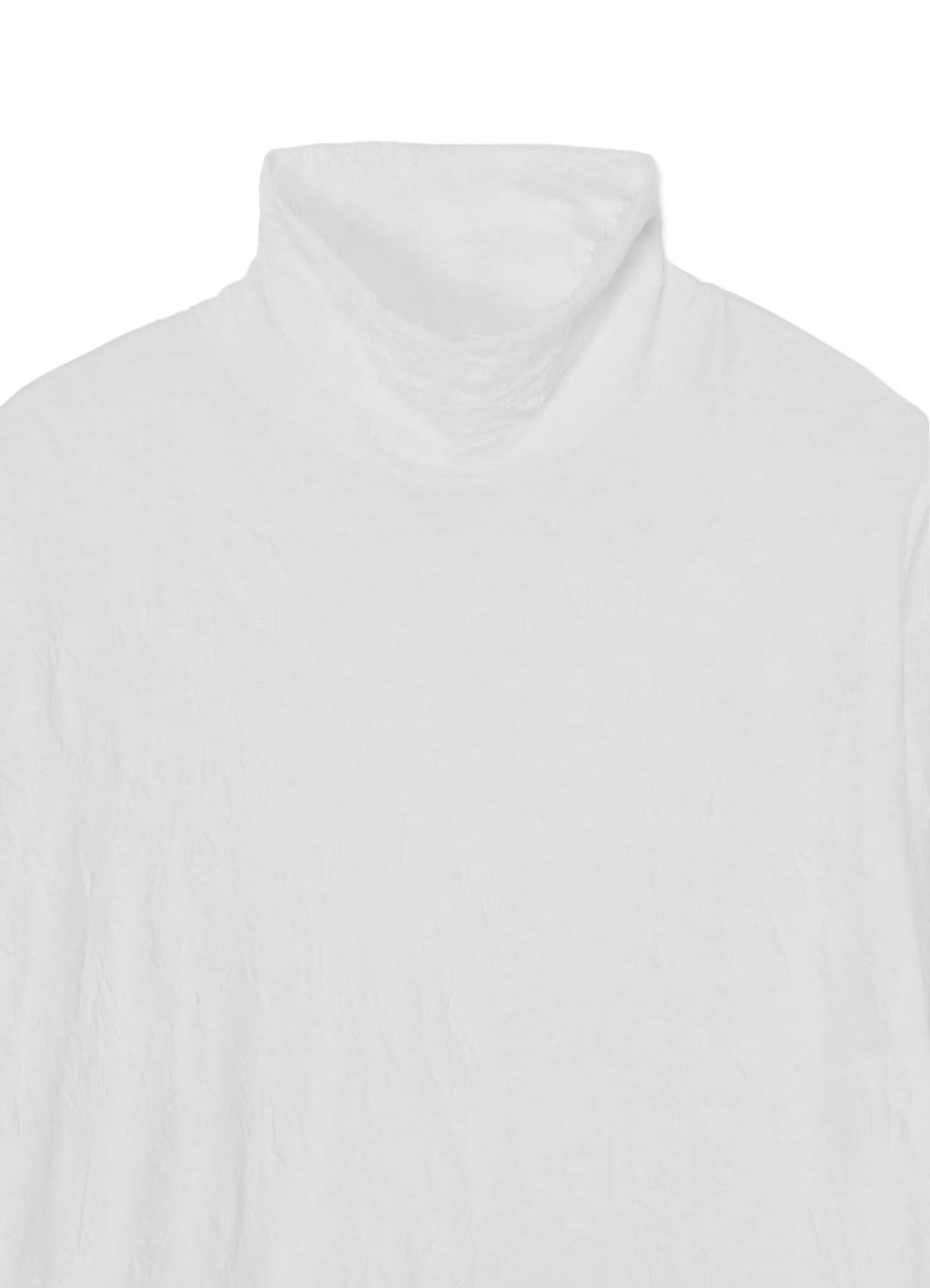 WRINKLED PLAIN STITCH RIGHT-BUTTON OPEN TURTLENECK LONG-SLEEVED T-SHIRT