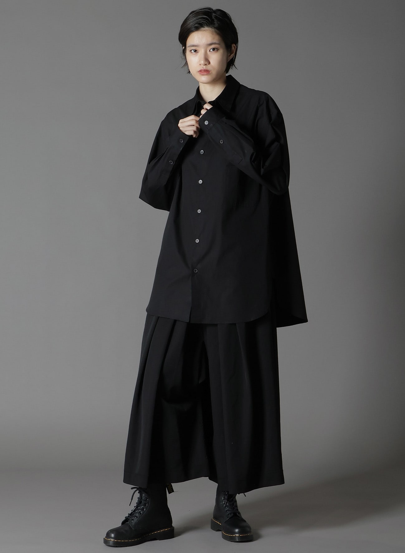 COTTON BROADCLOTH DOUBLE COLLAR SHIRT