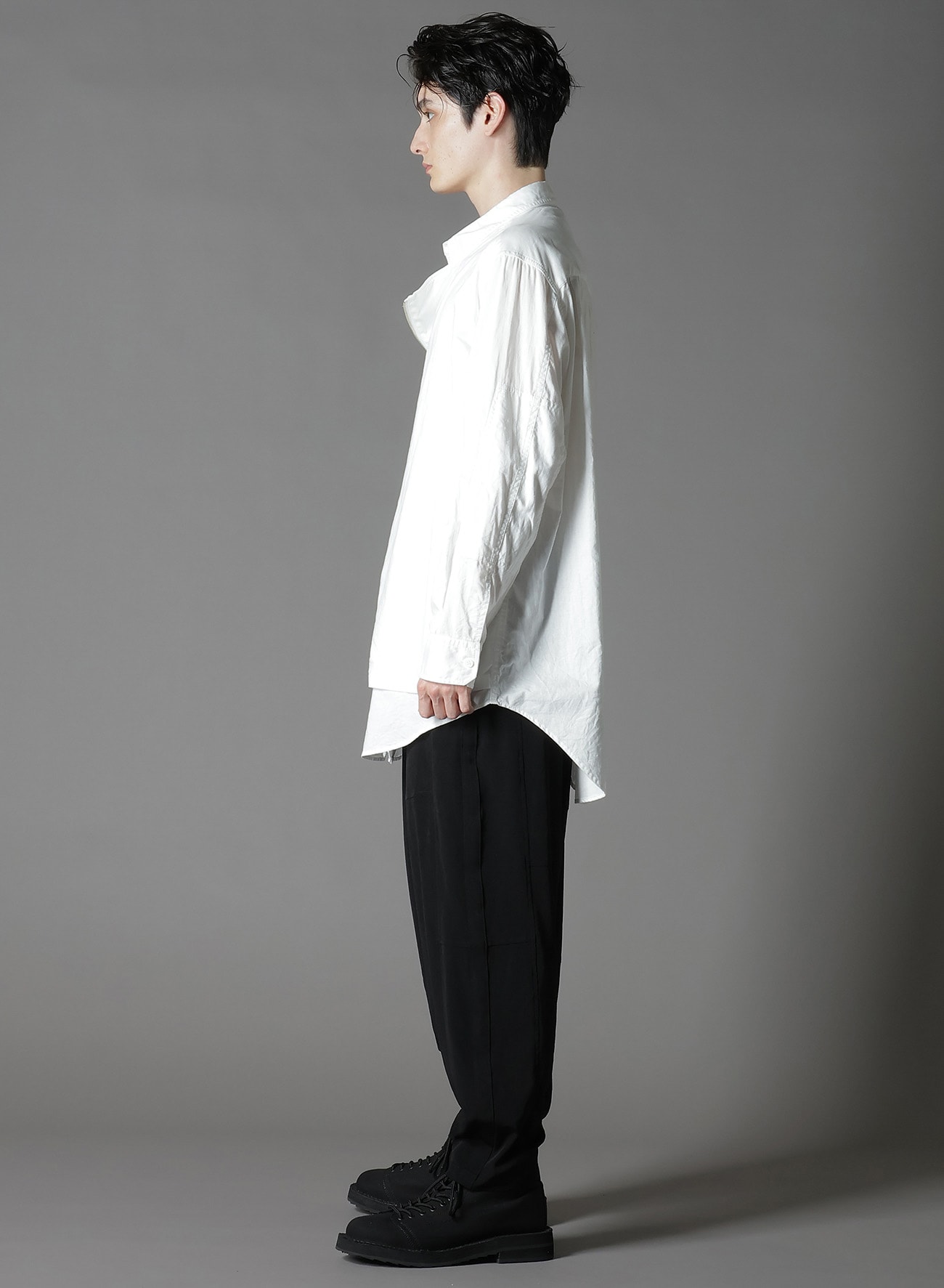 LIGHT COTTON TWILLL WASH ONC LEFT OVERLAPPING SHIRT