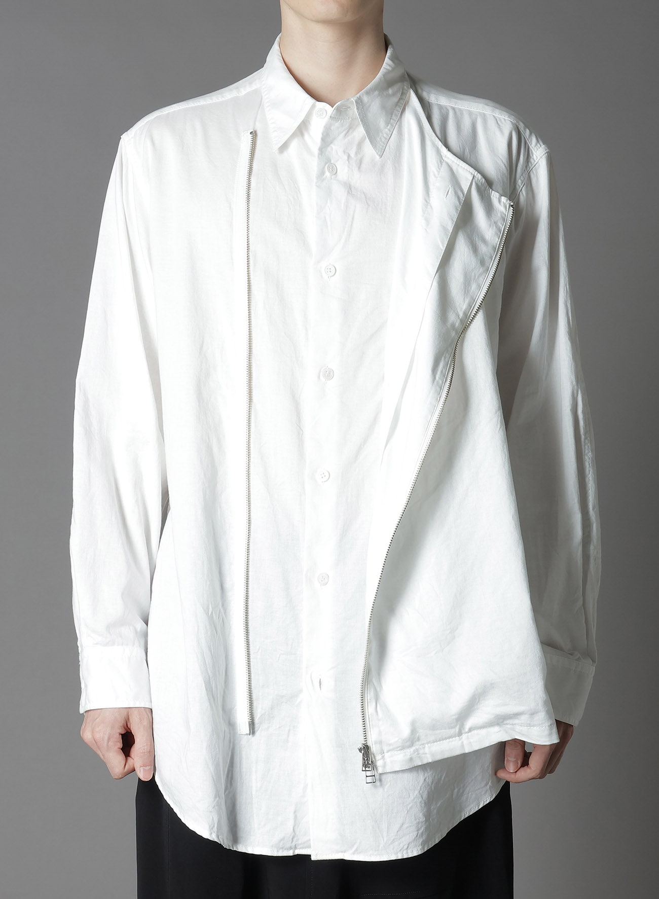 LIGHT COTTON TWILLL WASH ONC LEFT OVERLAPPING SHIRT