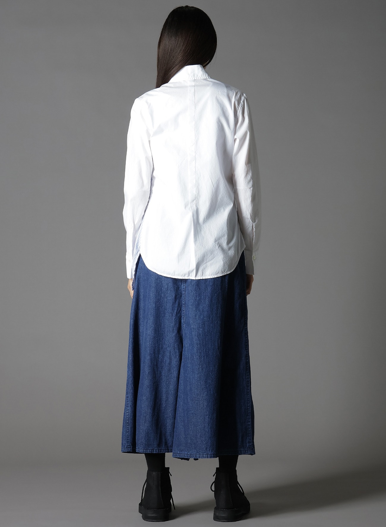 COTTON BROAD +  STRIPE  SWITCHING GATHER SHIRTS