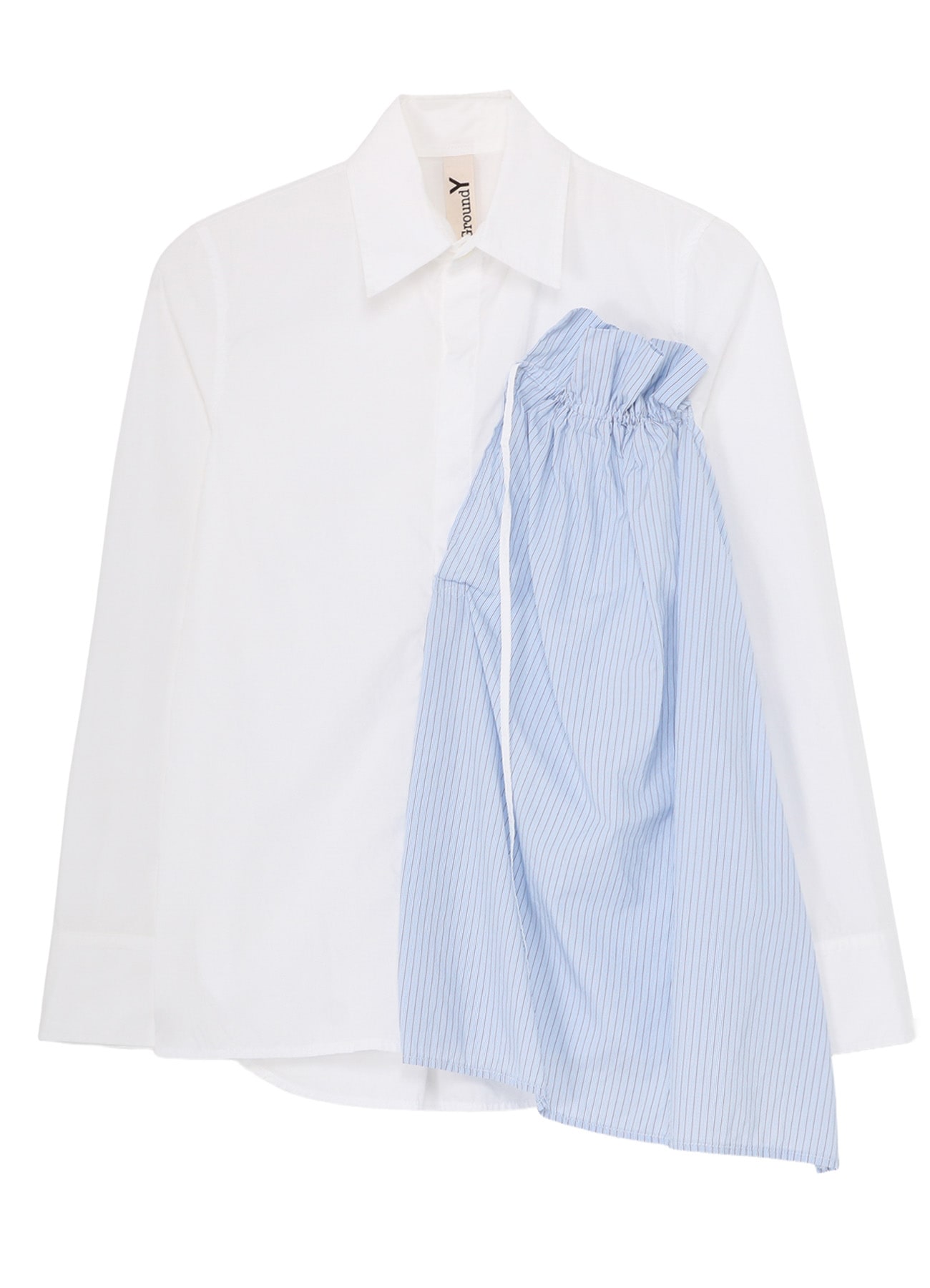 COTTON BROAD +  STRIPE  SWITCHING GATHER SHIRTS