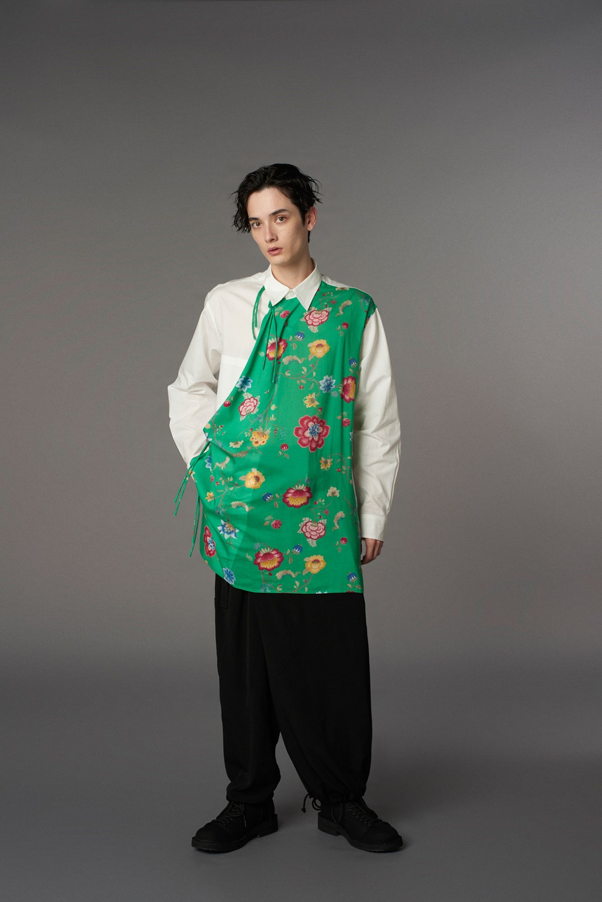 【1/17 10:00 Release】RAYON CHINESE FLOWER+COTTON BROAD CHANPA  SHIRT