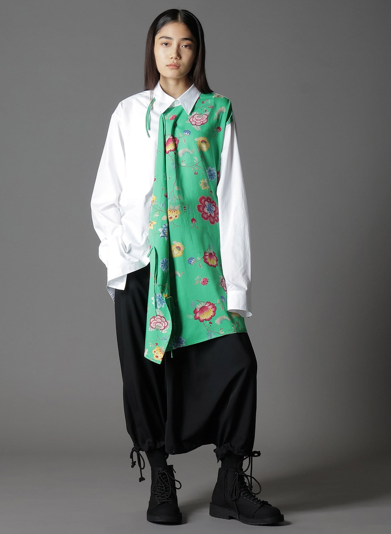 【1/17 10:00 Release】RAYON CHINESE FLOWER+COTTON BROAD CHANPA  SHIRT