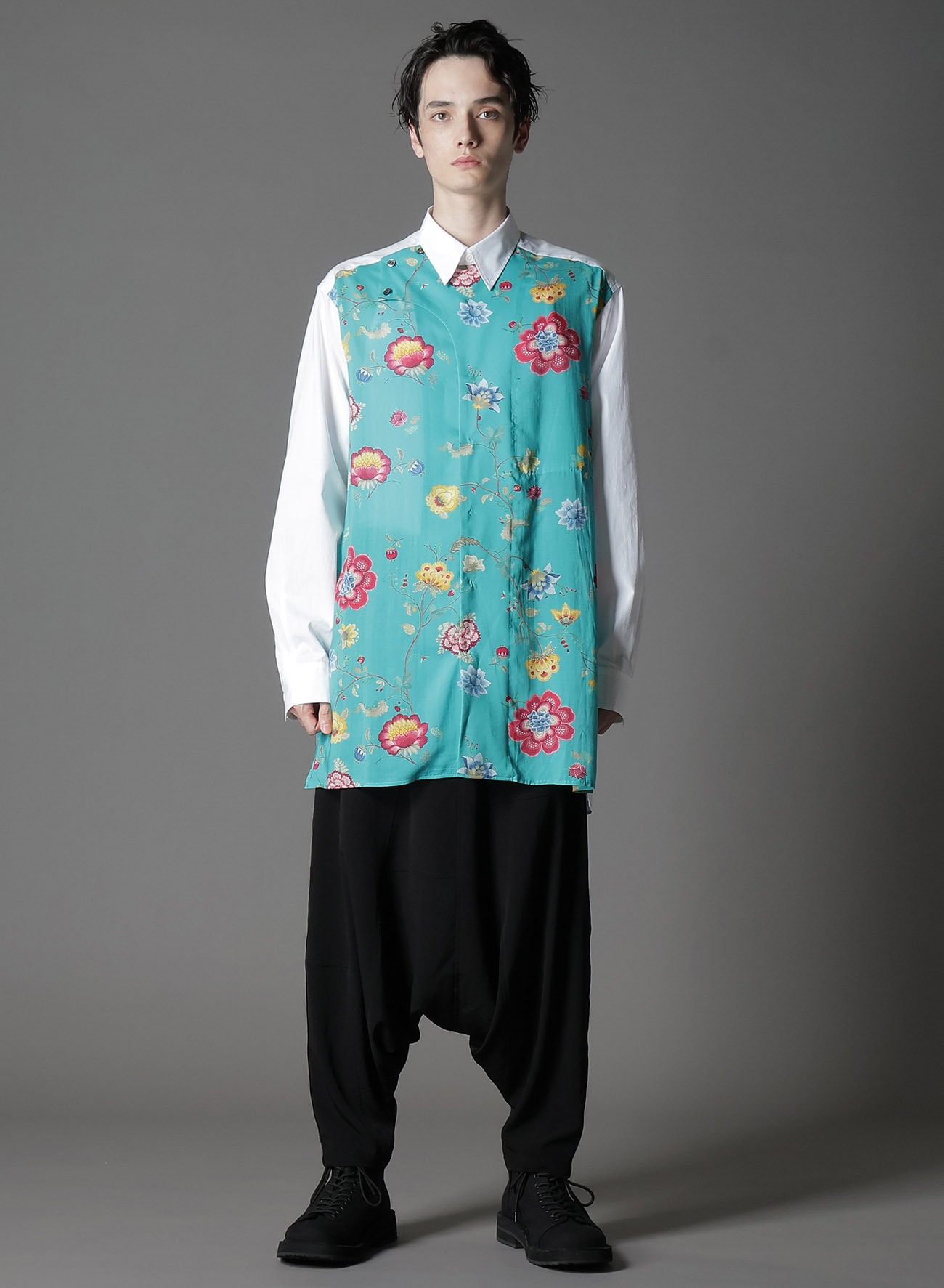 【1/17 10:00 Release】RAYON CHINESE FLOWER+COTTON BROAD  EXTRA MATERIAL BLOUSE