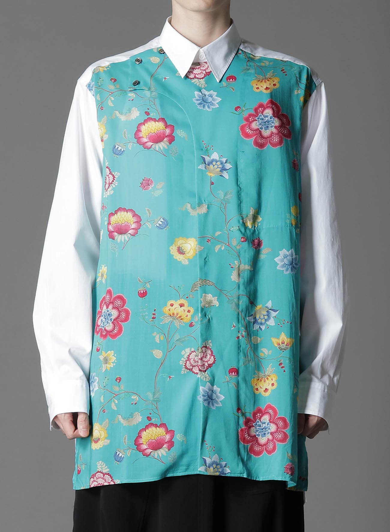 【1/17 10:00 Release】RAYON CHINESE FLOWER+COTTON BROAD  EXTRA MATERIAL BLOUSE